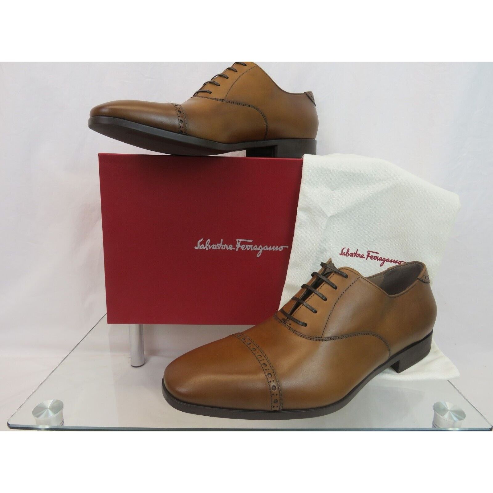Salvatore Ferragamo FERRAGAMO BOSTON BROWN BROGUE LEATHER GANCINI OXFORDS 10 EE Size US 11 / EU 44 - 5 Thumbnail