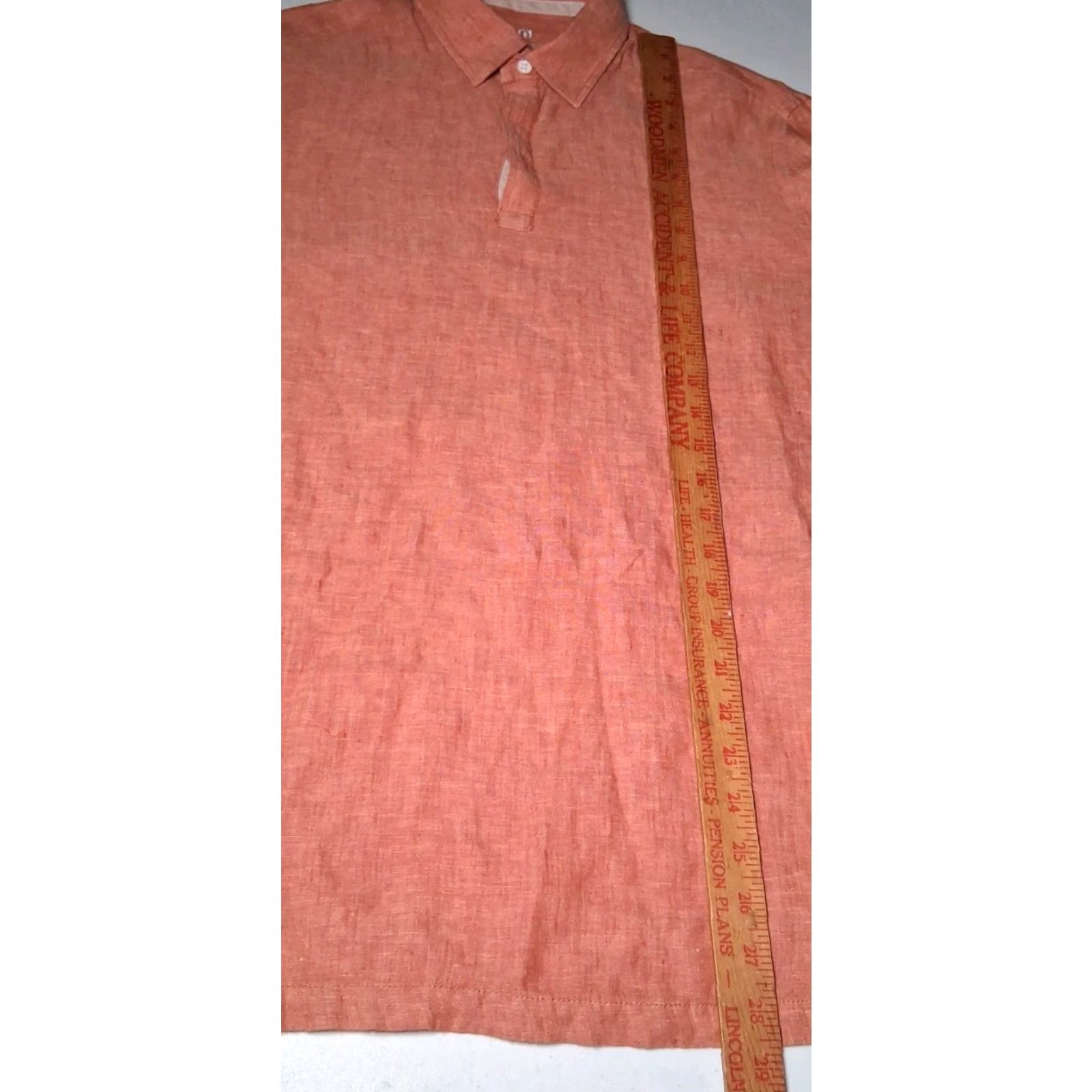 Vintage Lombard Linen Shirt Men 40cm Salmon Orange Button Up Long Sleeve Collared Casual Workwear Size US M / EU 48-50 / 2 - 6 Thumbnail
