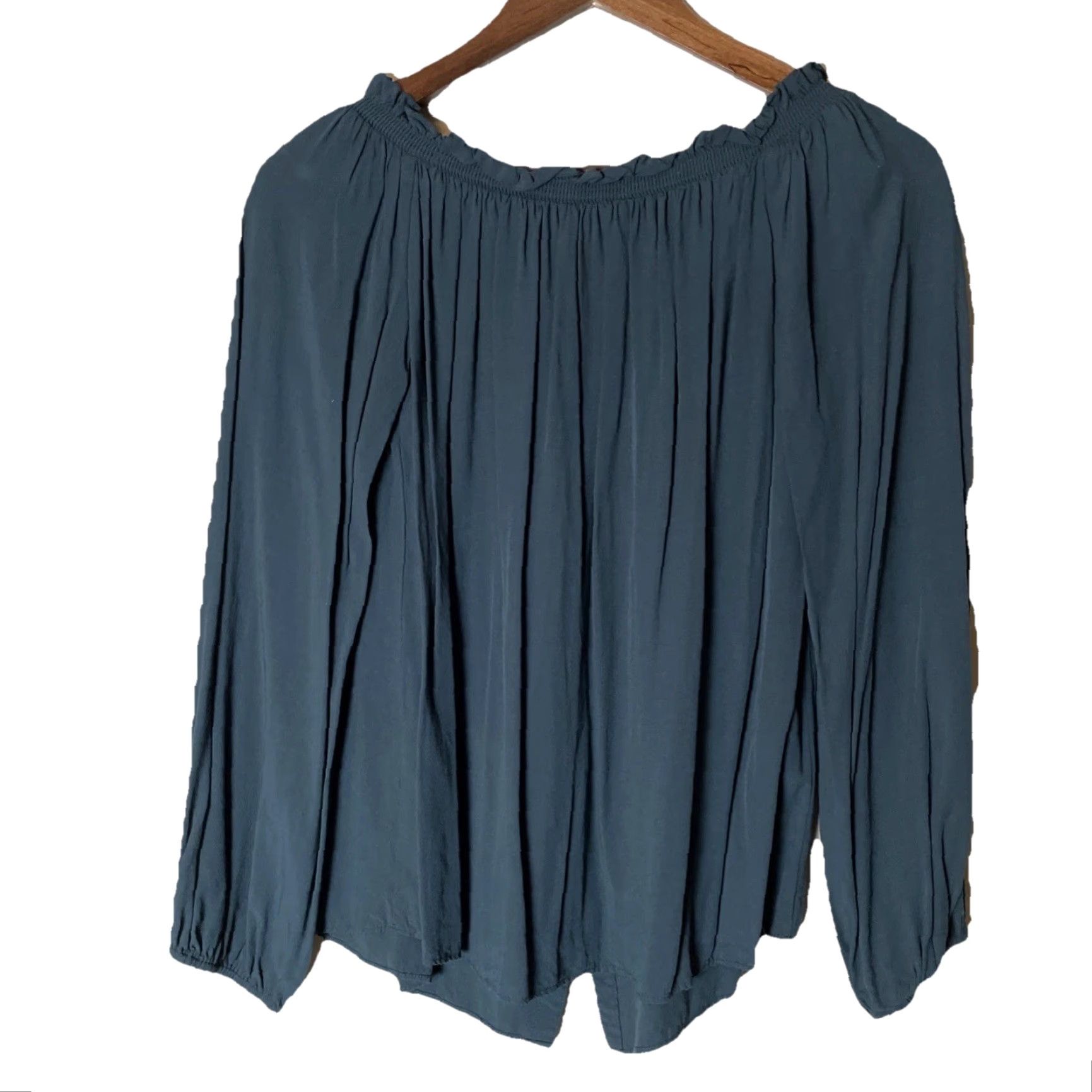 Vintage VINTAGE Rock & Republic Blouse Green Lace-Up Off the Shoulder 3/4 Sleeve Puff Knit Cotton Rayon M Womens Rock Gothic Bohemian 90s Designer City Size M / US 6-8 / IT 42-44 - 4 Thumbnail