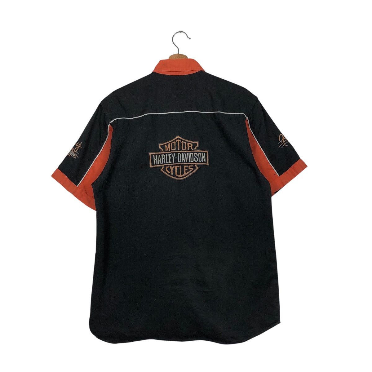Harley Davidson 📌Vintage Work Shirt Bowling Racing Harley Davidson Big Logo Size US L / EU 52-54 / 3 - 11 Thumbnail
