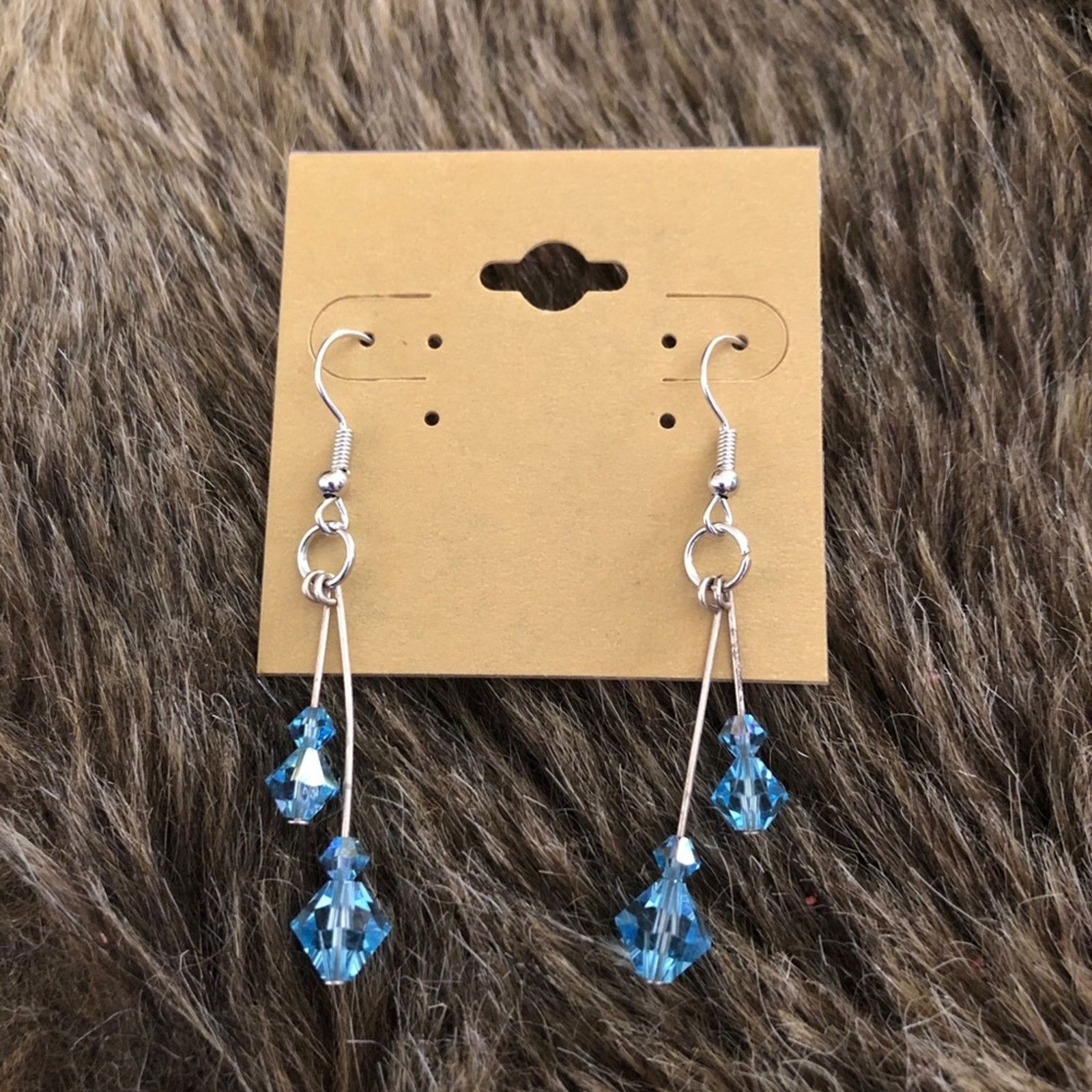 Vintage Vintage repurpose blue glass crystal drop earrings Size ONE SIZE - 2 Thumbnail