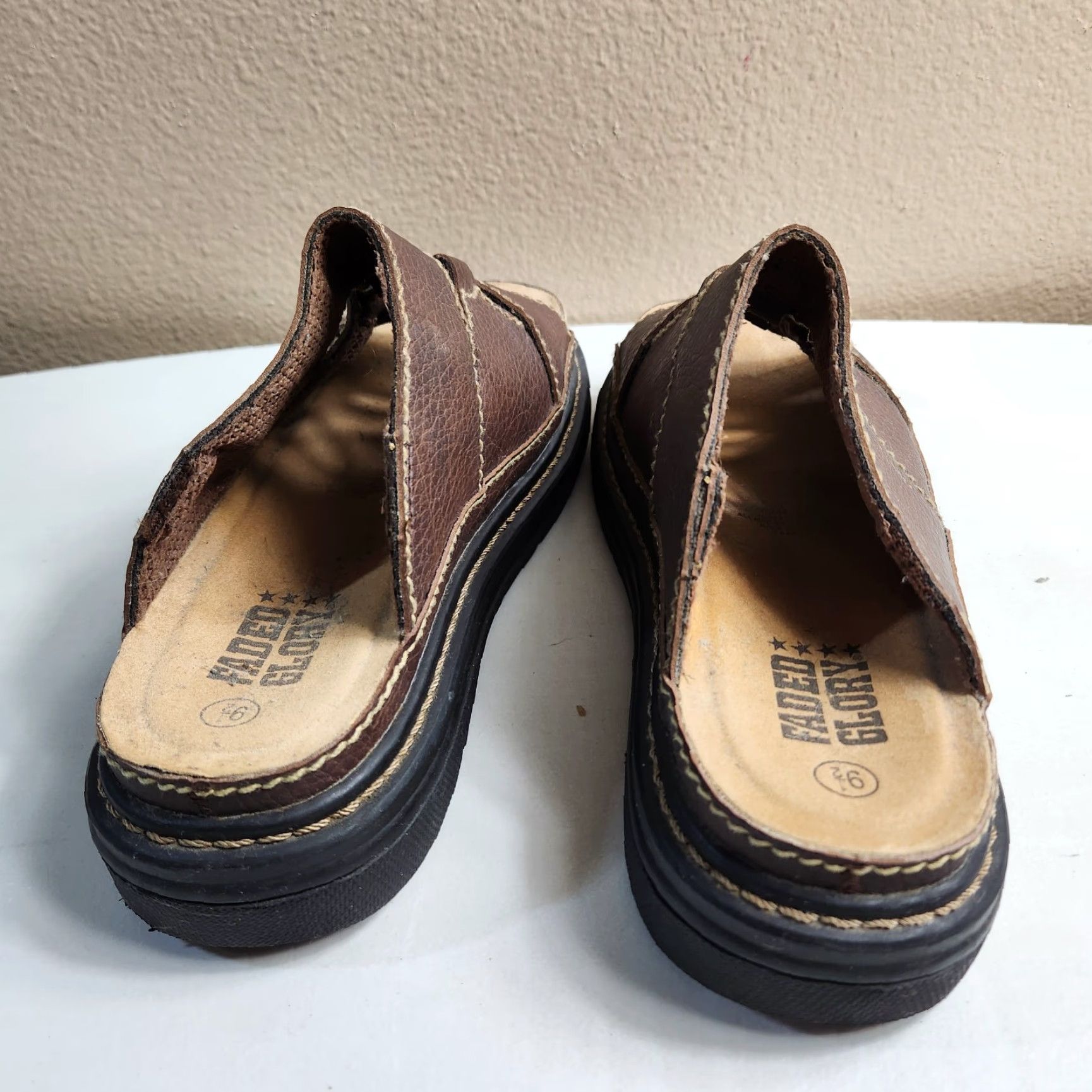 Faded Glory Faded Glory Sandal Womens 9.5 Brown Vegan Leather Chunky Lug Platform 90s Y2K Bohemian Grunge Hippie Slide Casual Flat Size US 10 / IT 40 - 6 Thumbnail