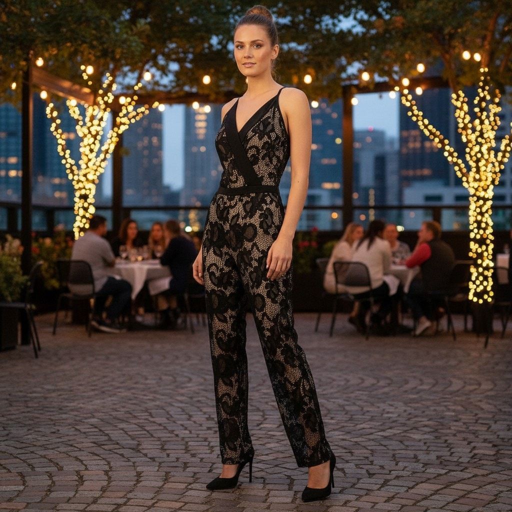 Diane von Furstenberg Diane Von Furstenburg Black V-Neck Jumpsuit, XXS/US0 Size 25" / US 0 / IT 36 - 3 Thumbnail