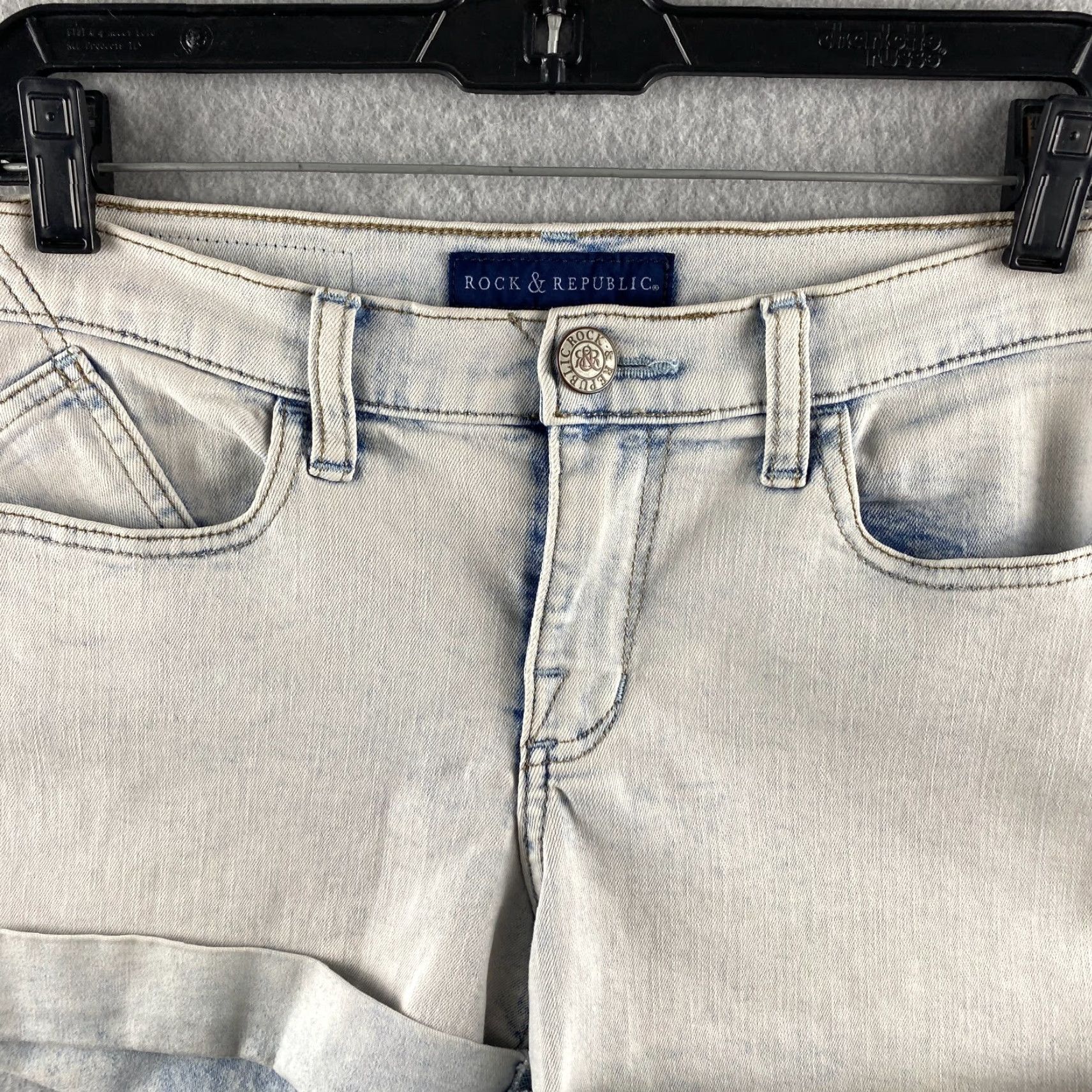 Vintage Rock Republic Jeans Shorts Womens 6 Light Acid Wash Stretch Casual Modern Pockets Logo Blue Adult Womens Size 28" / US 6 / IT 42 - 2 Thumbnail