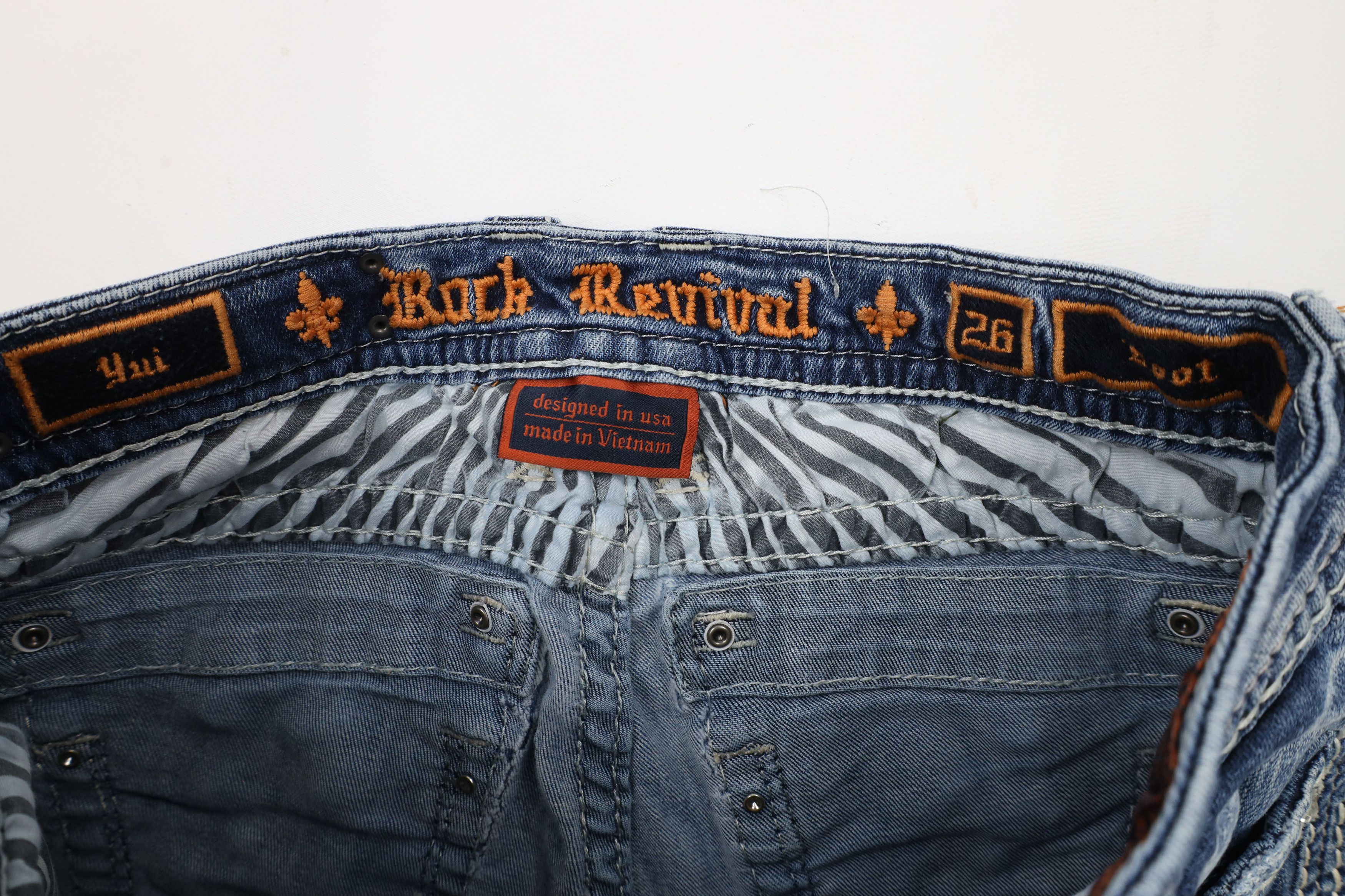 Rock Revival × Vintage Rock Revival Thick Stitch Yui Bootcut Jeweled Denim Jeans Size 26" / US 2 / IT 38 - 8 Thumbnail