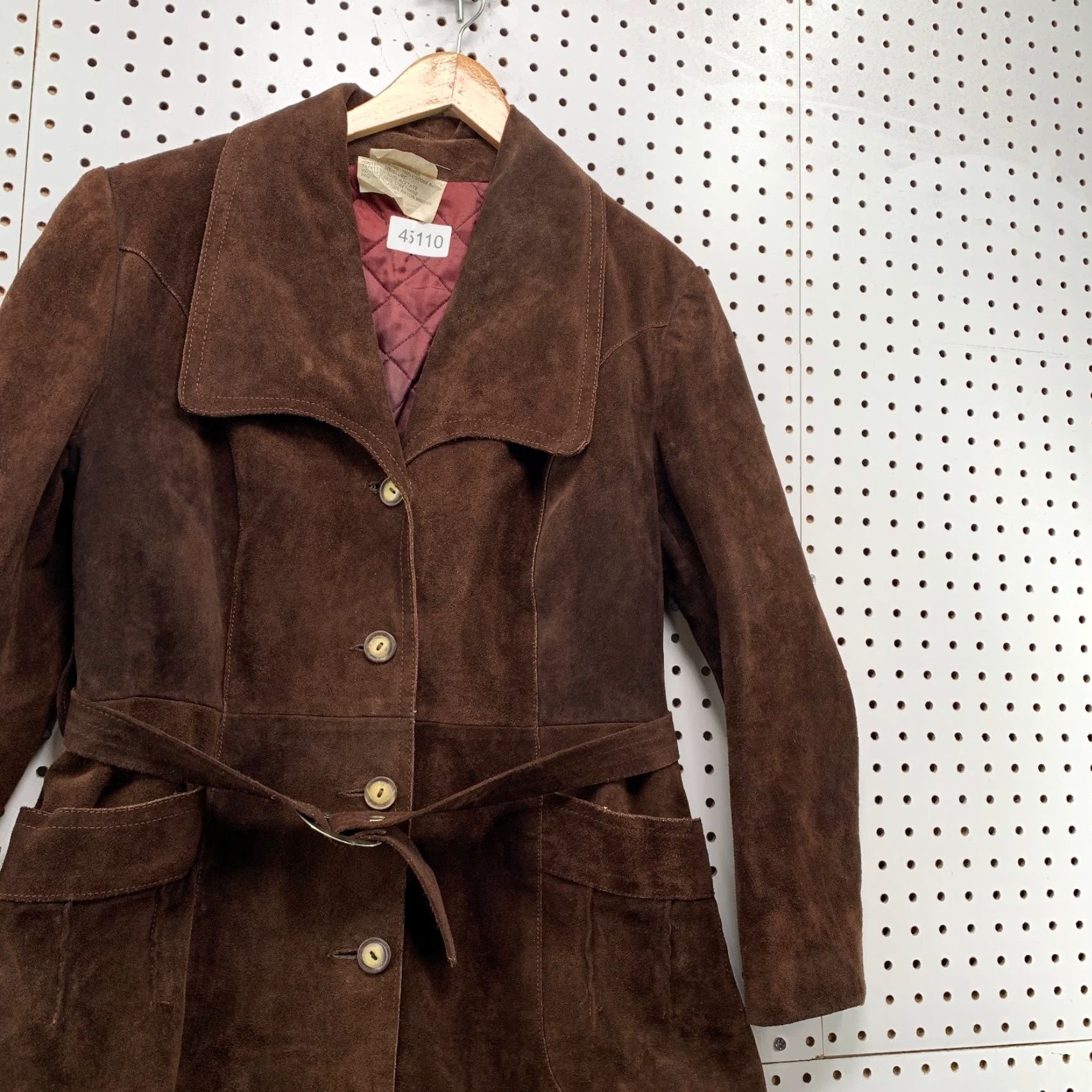 Vintage VINTAGE Suede Leather Trench Coat Womens 15/16 Brown Belted Quilt Lined Heavy Size XXL / US 16-18 / IT 52-54 - 6 Thumbnail
