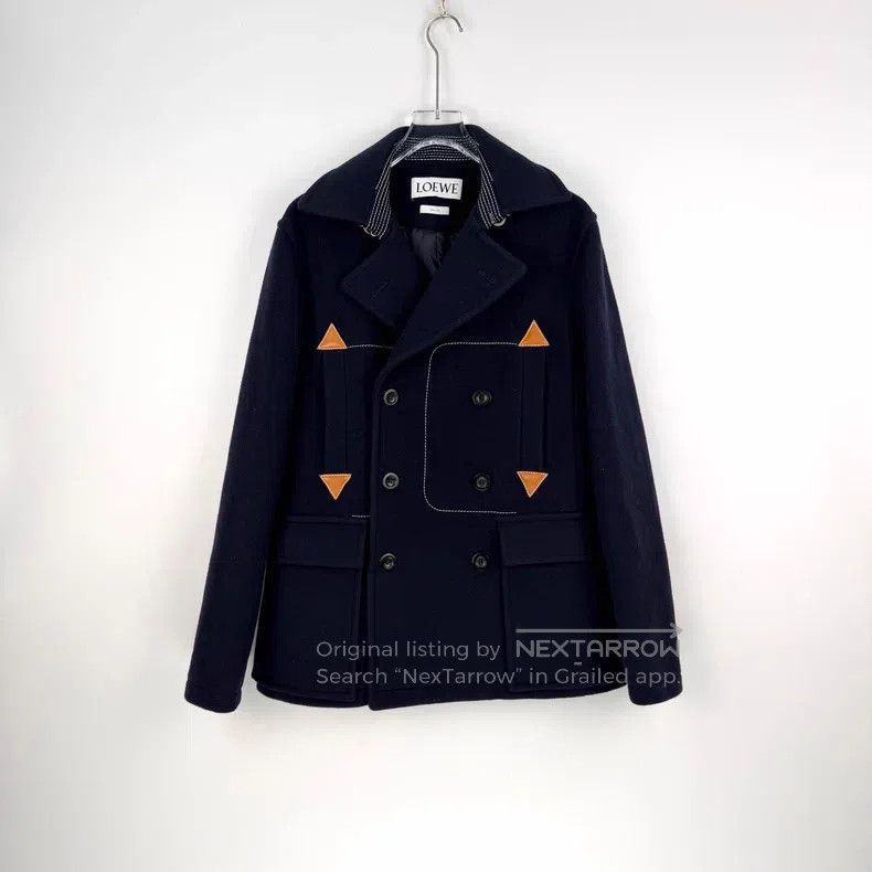 Loewe Loewe Dark Blue Wool Tweed Coat Size L / US 10 / IT 46 - 3 Thumbnail