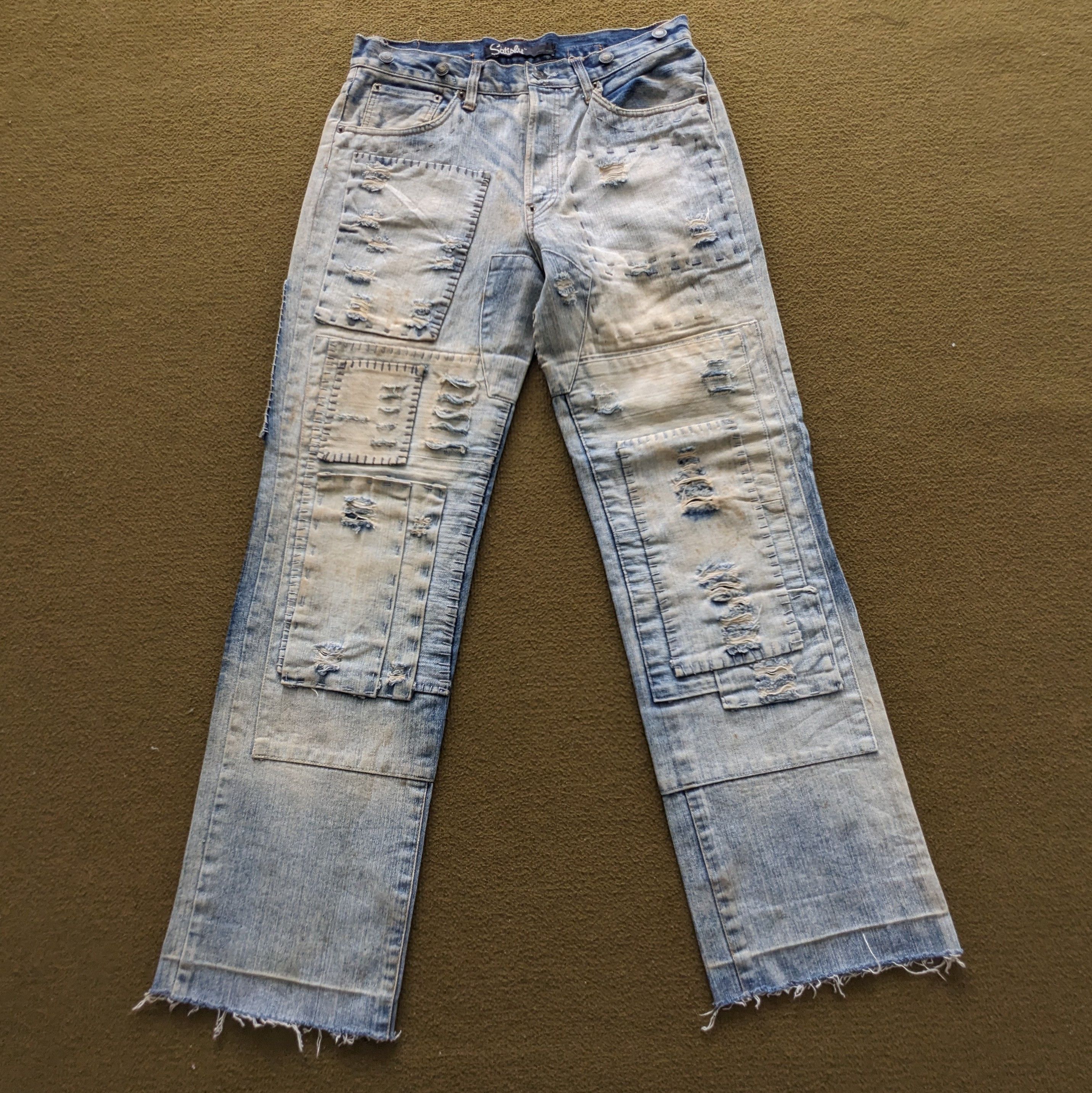 Vintage Vintage SATISFY Private Brand Patchwork Style Jeans Size US 30 / EU 46 - 1 Thumbnail