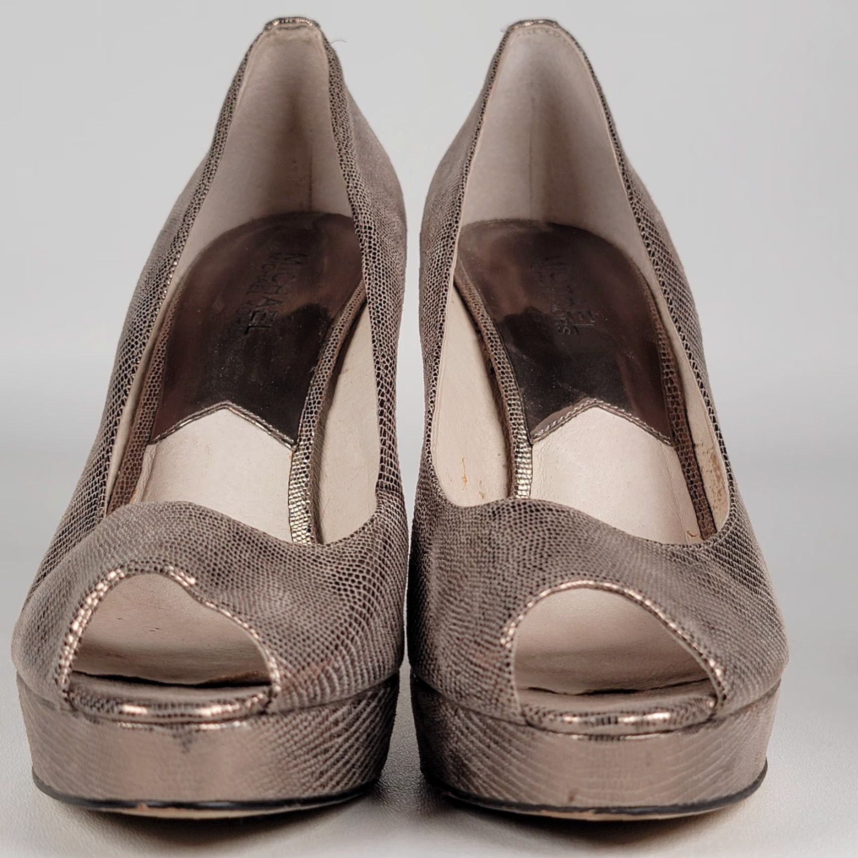 Michael Kors Michael Kors Womens Heels Size 8 Silver Platform Stiletto Open Toe Leather Slip On Womens Size US 8 / IT 38 - 3 Thumbnail