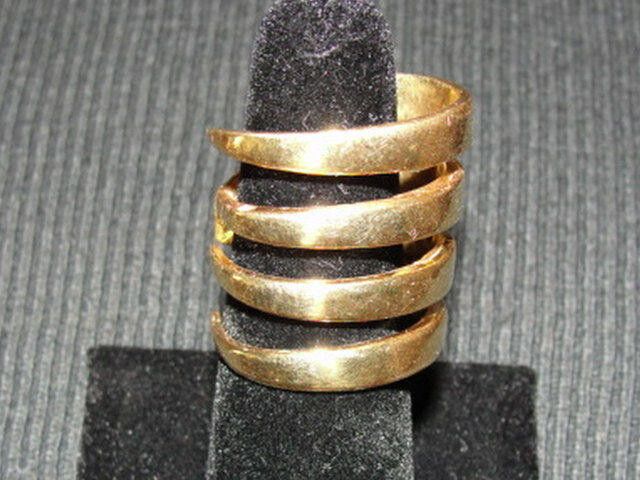Handmade 14 kt Gold Vermeil over Brass Coil Fork Ring Size ONE SIZE - 2 Thumbnail