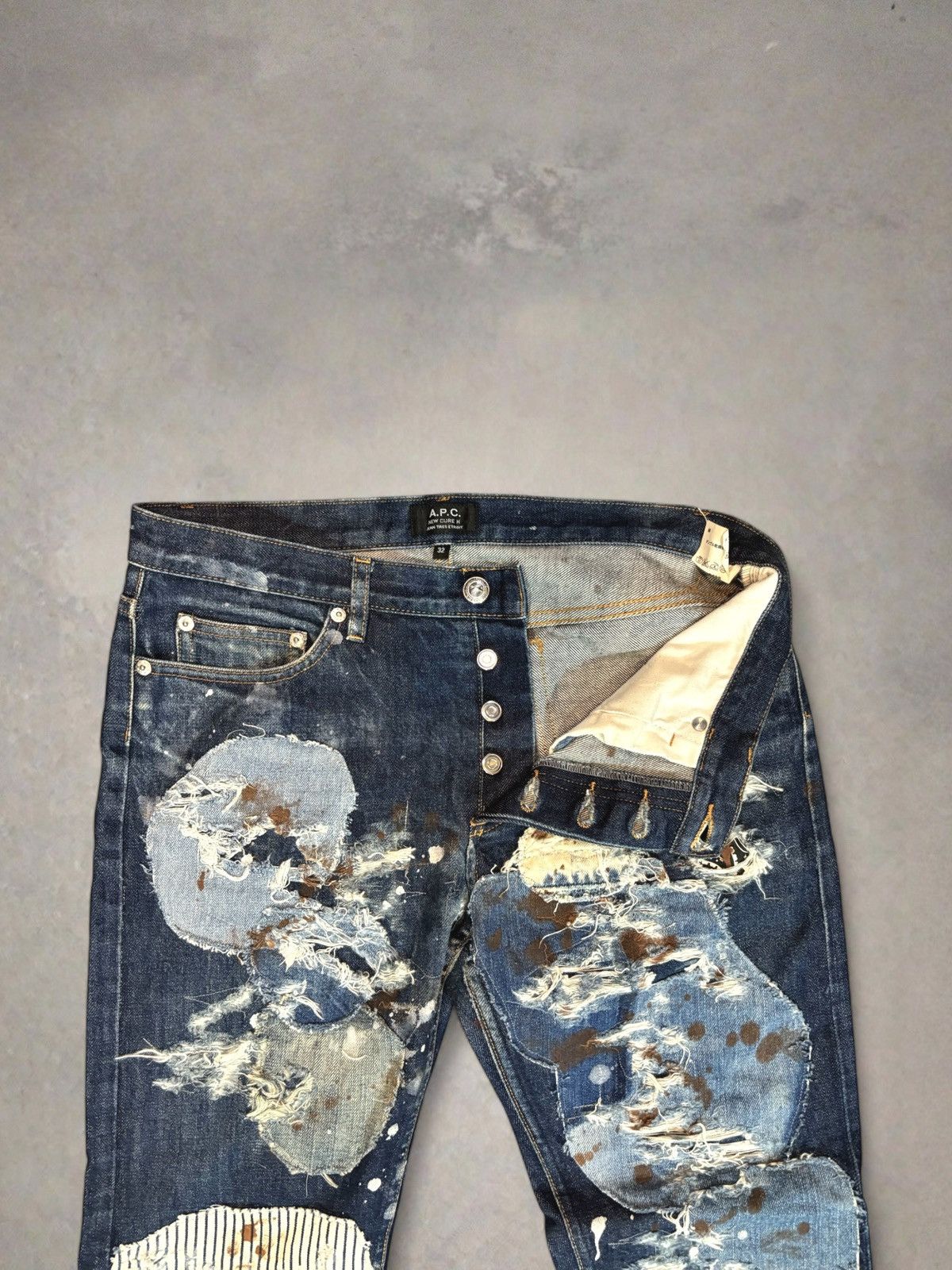 A.P.C. Boro APC Paint Splattered Japanese Denim. Size 32 x 29 Size US 32 / EU 48 - 3 Thumbnail