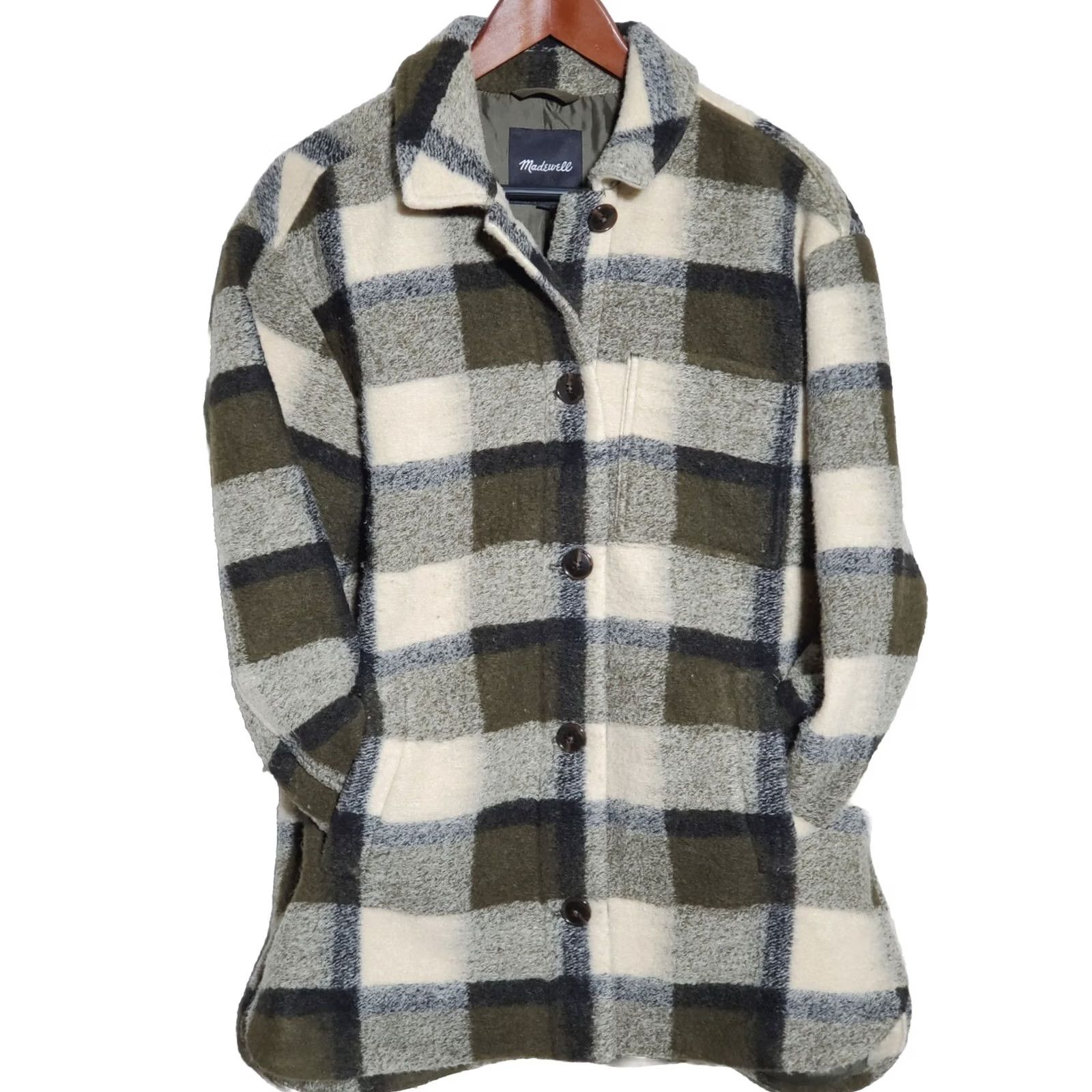 Madewell Madewell Belrose Shirt-Jacket Plaza Plaid Loden Poly-Wool Blend Women's M Size M / US 6-8 / IT 42-44 - 5 Thumbnail