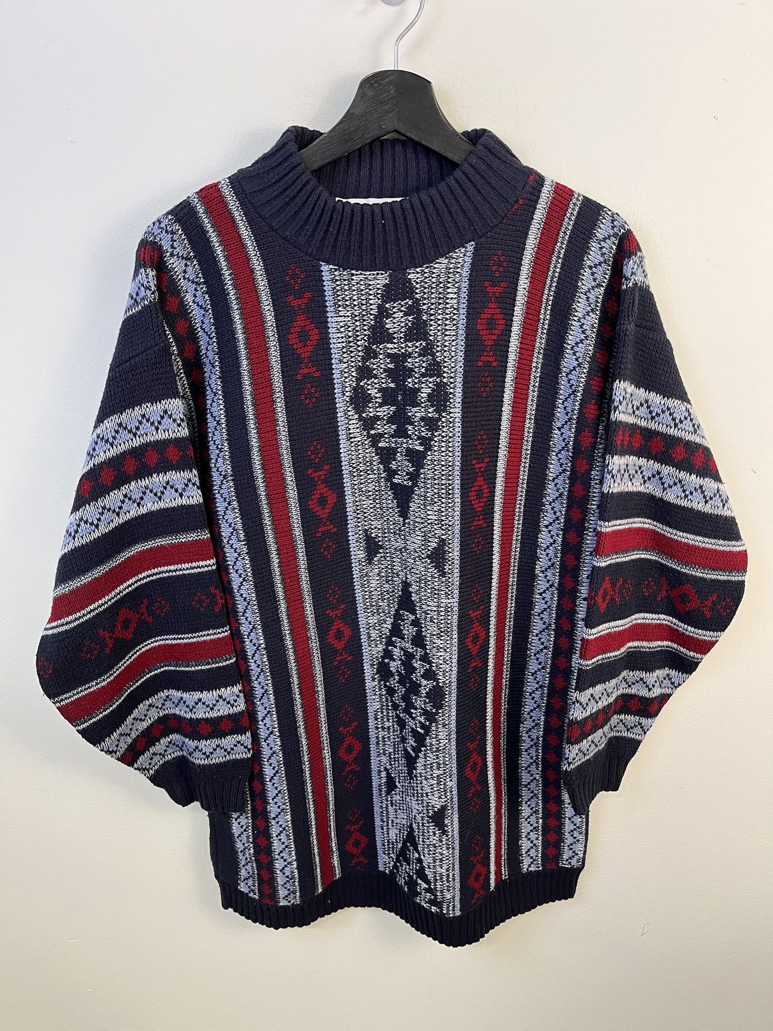 Other Vintage Knit Sweater 1990s Thick Knit Vertical Stripe Pattern Design Knit Sweagter Size Size US M / EU 48-50 / 2 - 1 Thumbnail