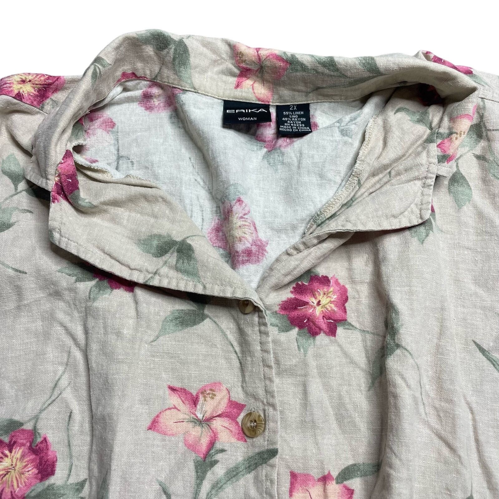 Other Erika Linen Blend Floral Button Up Size XXL / US 16-18 / IT 52-54 - 5 Thumbnail