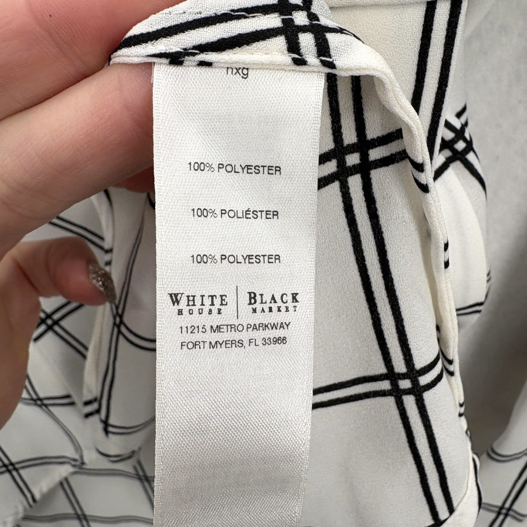 White House Black Market White House Black Market Desire Plaid Shirt Womens 6 Ecru Black Sheer Button Up Size M / US 6-8 / IT 42-44 - 6 Thumbnail