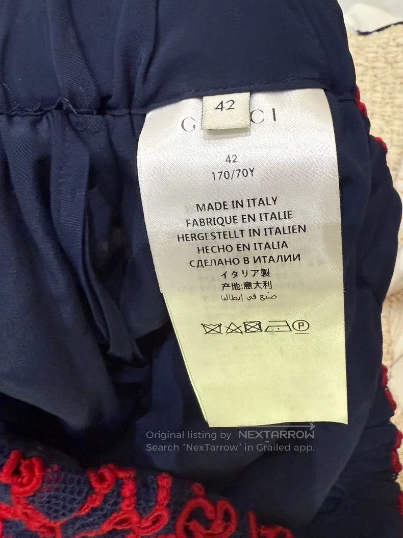 Gucci Gucci Blue and red colour-blocked hollow wide-leg trousers Size 27" / US 4 / IT 40 - 7 Thumbnail