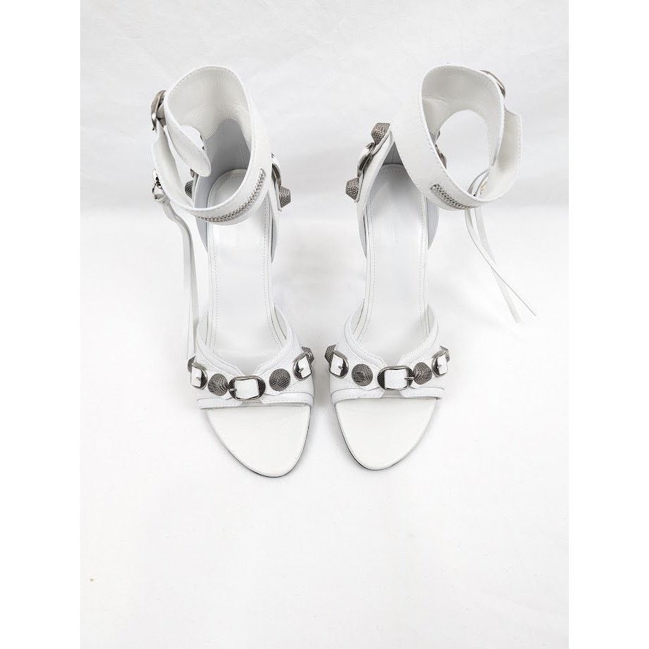 Balenciaga o1rshd1 Arena Cagole Sandals in Optic White/Silver Size US 8 / IT 38 - 13 Thumbnail