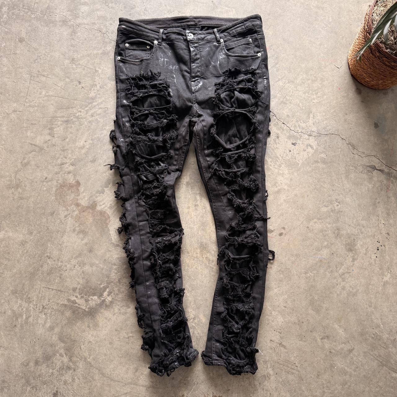Rick Owens Rick Owens Detroit Cut Destroyed/Slashed Black Denim Size US 36 / EU 52 - 4 Thumbnail