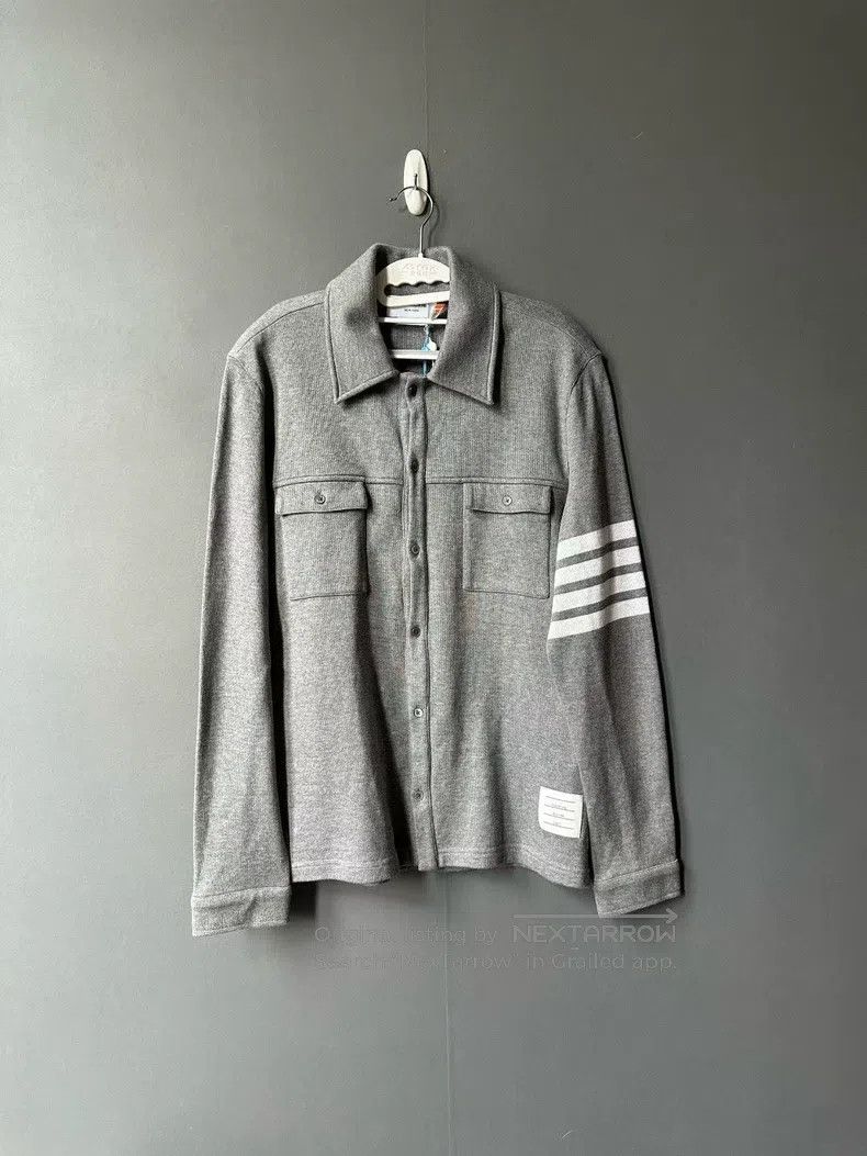 Thom Browne Thom Browne Grey Knit Shirt Jacket Size US M / EU 48-50 / 2 - 1 Thumbnail