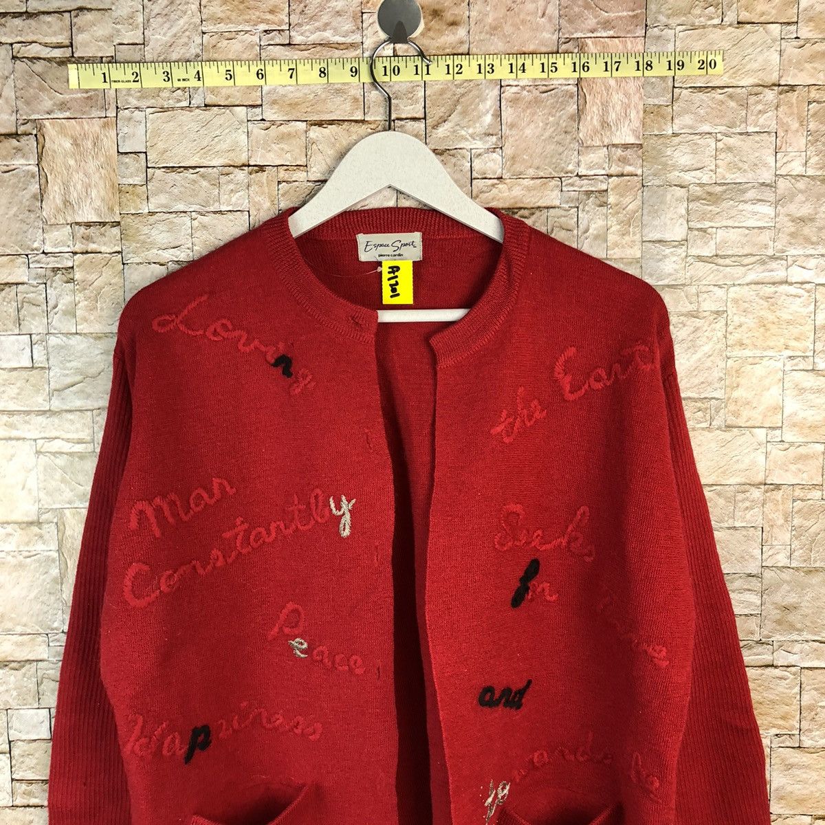 Homespun Knitwear × Pierre Cardin Escape pierre cardin Red Cardigan Knitwear #A1201 Size M / US 6-8 / IT 42-44 - 2 Thumbnail