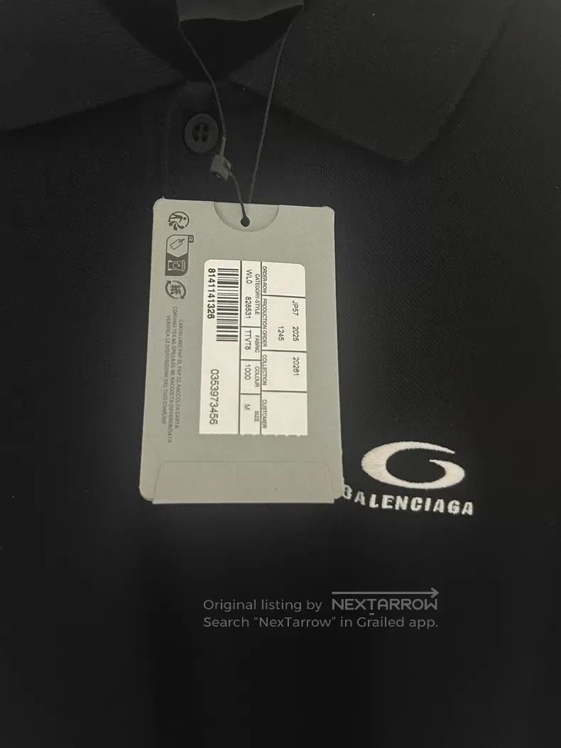 Balenciaga Balenciaga Black ringed lettering embroidery Polo shirt Size US M / EU 48-50 / 2 - 5 Thumbnail