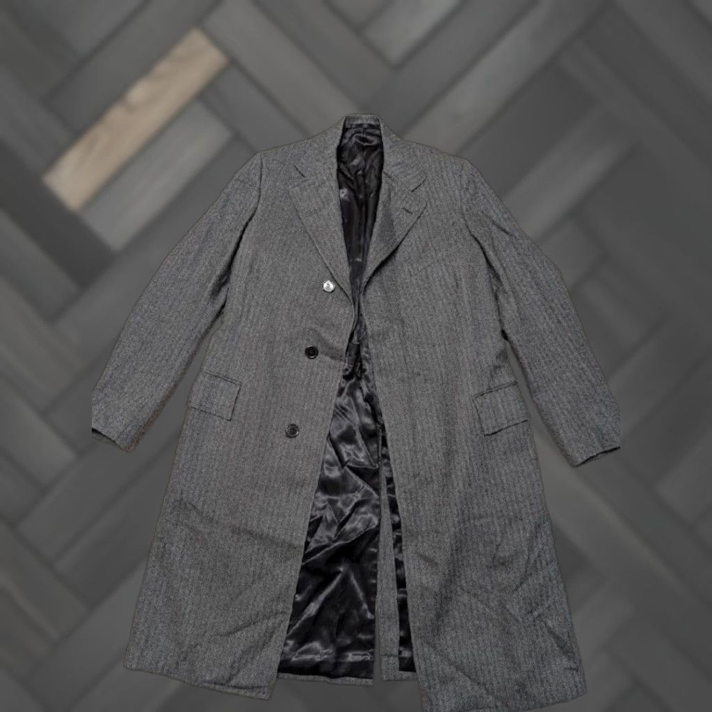 Vintage VINTAGE Powers & Goode Overcoat Jacket Coat Wool Tweed Herringbone 40L Charcoal Gray M Mens 1950s 60s Size US M / EU 48-50 / 2 - 1 Thumbnail