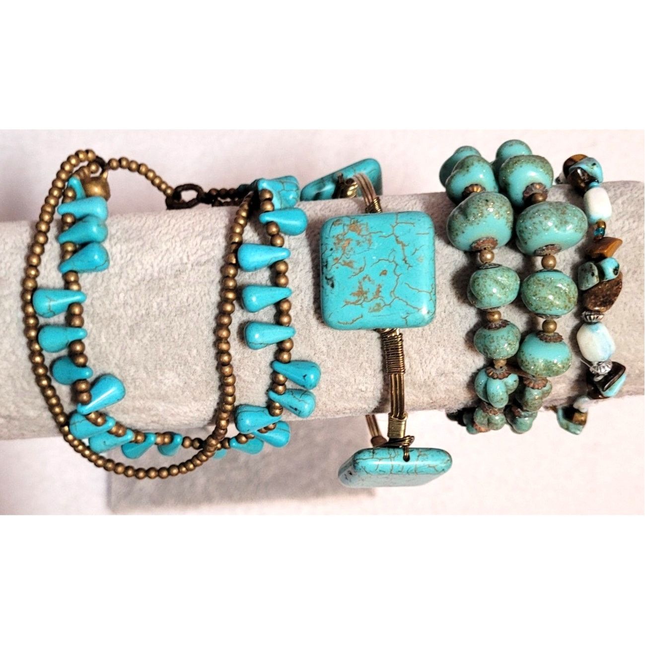 Other Hippie Boho Necklace Bracelet Earrings Lot Faux Turquoise Size ONE SIZE - 5 Thumbnail