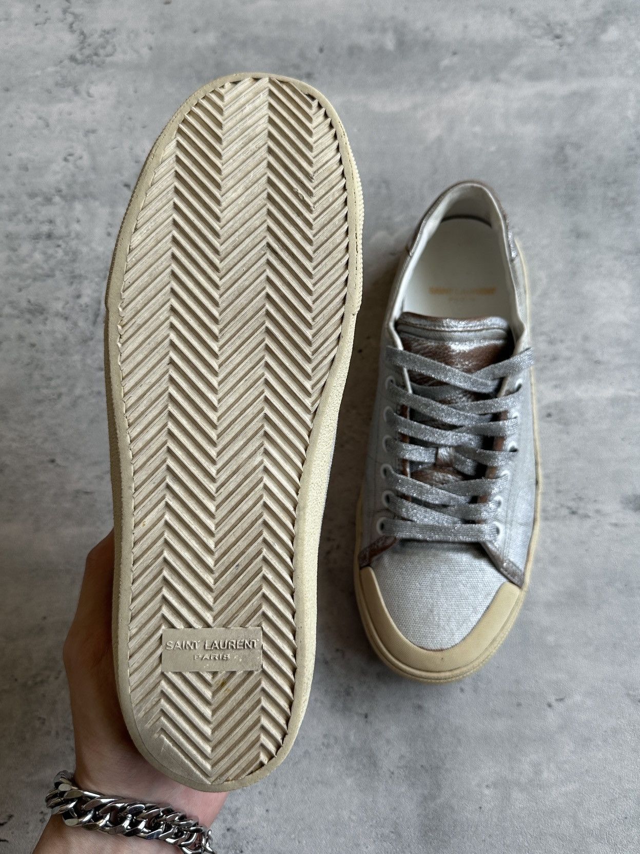 Saint Laurent Paris HEDI SLIMANE | SL/37 “METALLIC” COURT CLASSIC LOW TOP Size US 7 / EU 40 - 4 Thumbnail