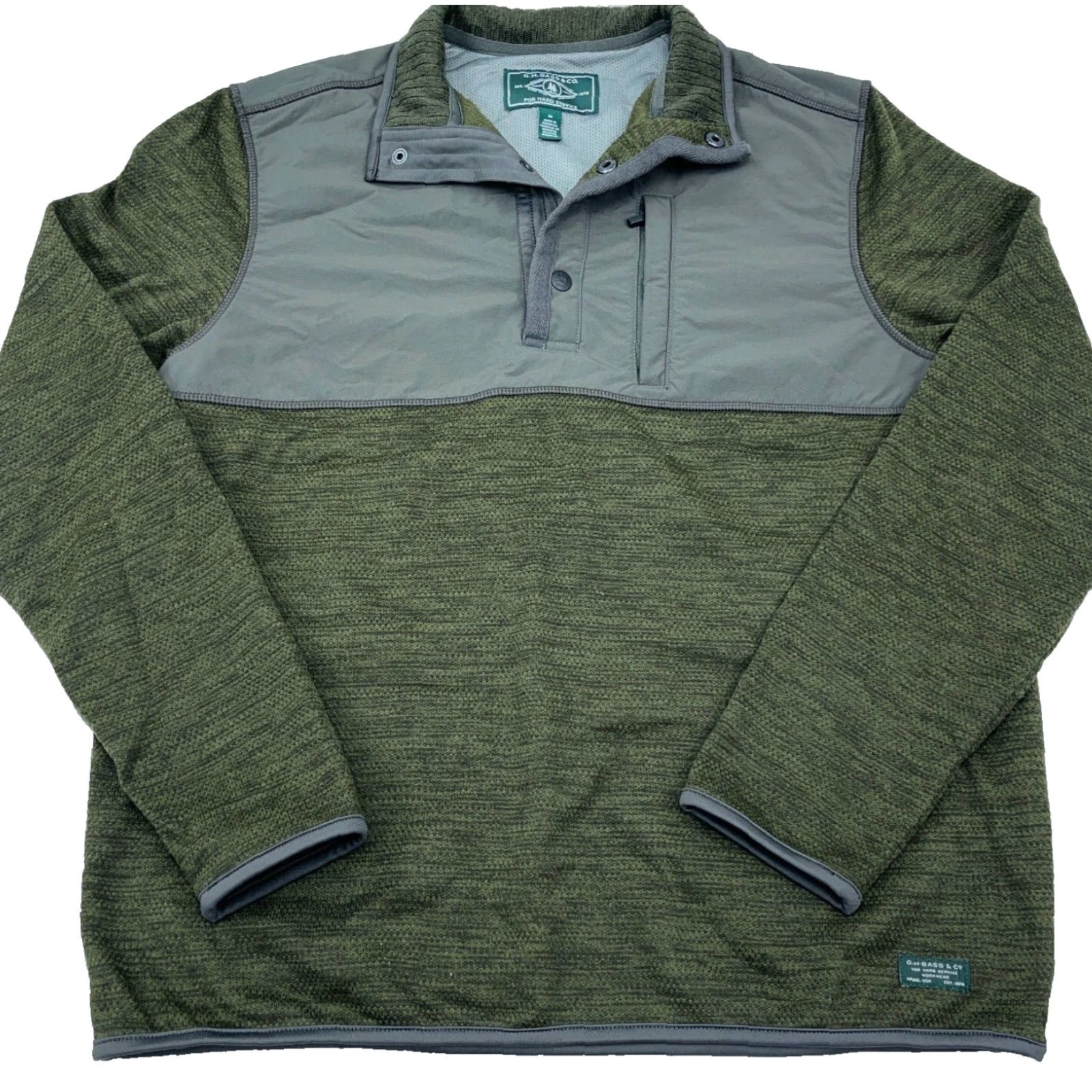 Vintage GH Bass & Co. Sweatshirt Men M Green Pullover 1/4 Zip Thermal Logo Nautical Modern Modern Festival? Size US M / EU 48-50 / 2 - 2 Thumbnail