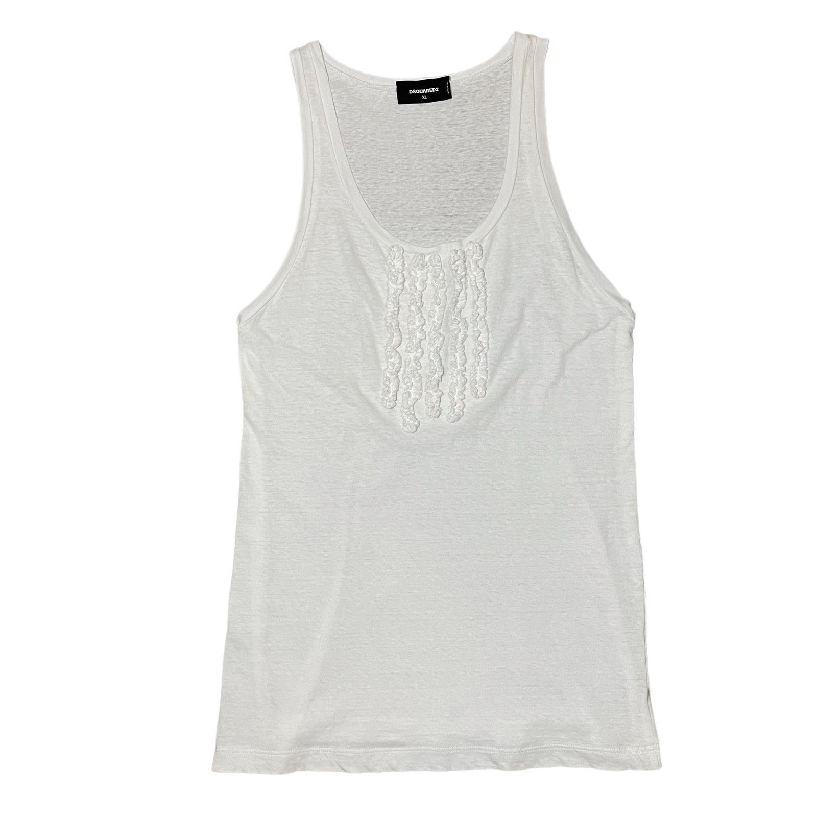 image of Dsquared2 Ruffled 100% Cotton Jersey Tank Top Italy White Xl, Women's
