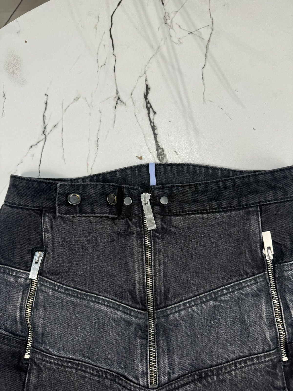 McQ Alexander McQueen MCQ BLACK DENIM MOTOR PANELED SKIRT Size 26" / US 2 / IT 38 - 8 Thumbnail