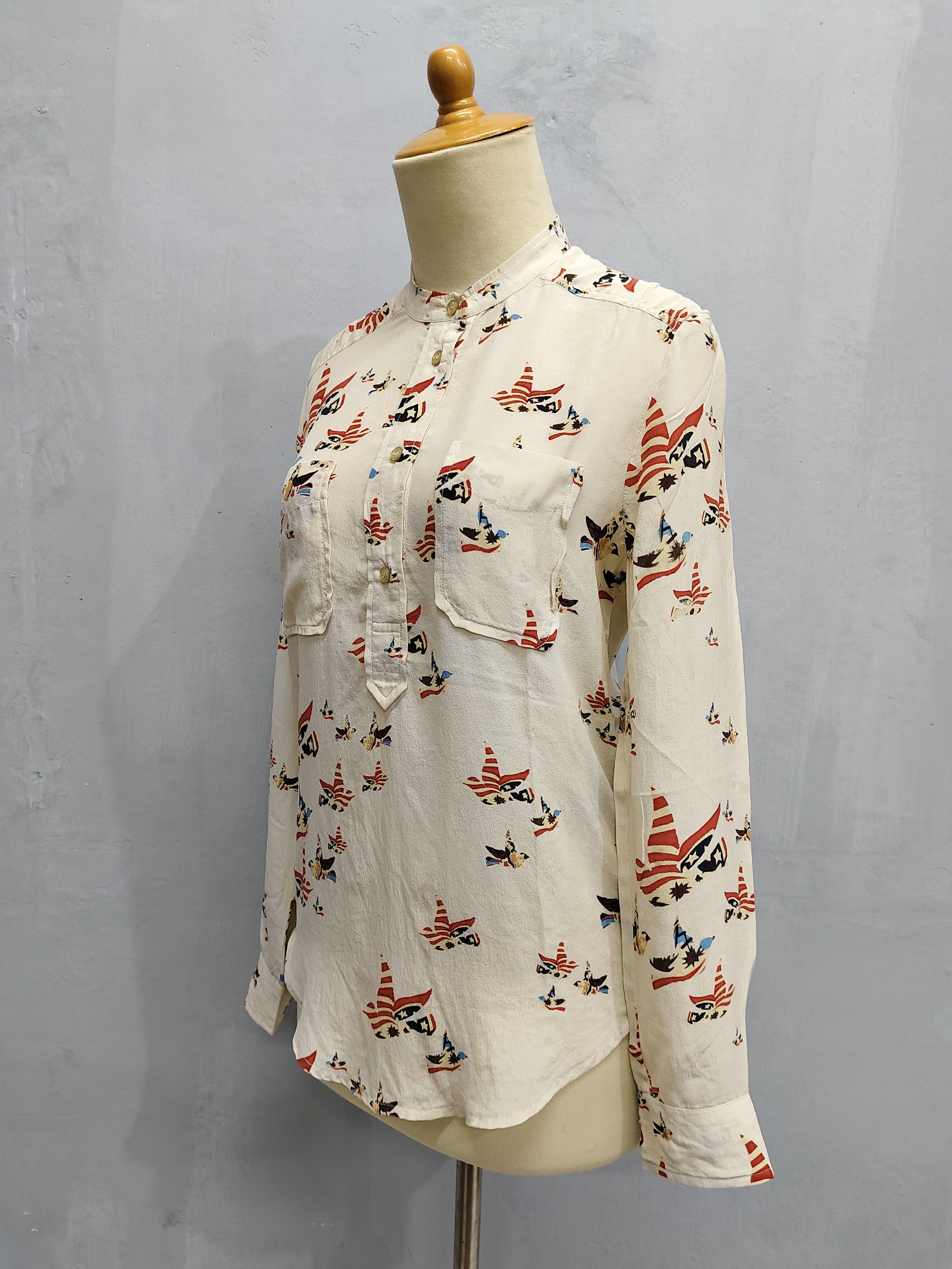 Isabel Marant Isabel Marant Étoile- Silk Folk Graphic Printed Blouse Size S / US 4 / IT 40 - 3 Thumbnail
