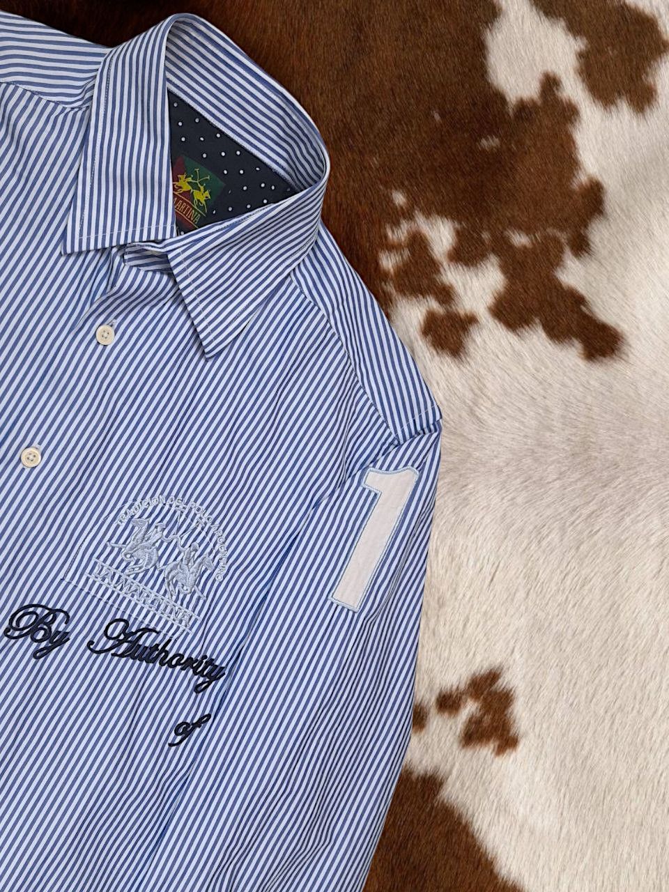 Polo Ralph Lauren Shirt Button Up La Martin Polo White Blue Horse Big Logo Size US M / EU 48-50 / 2 - 2 Thumbnail