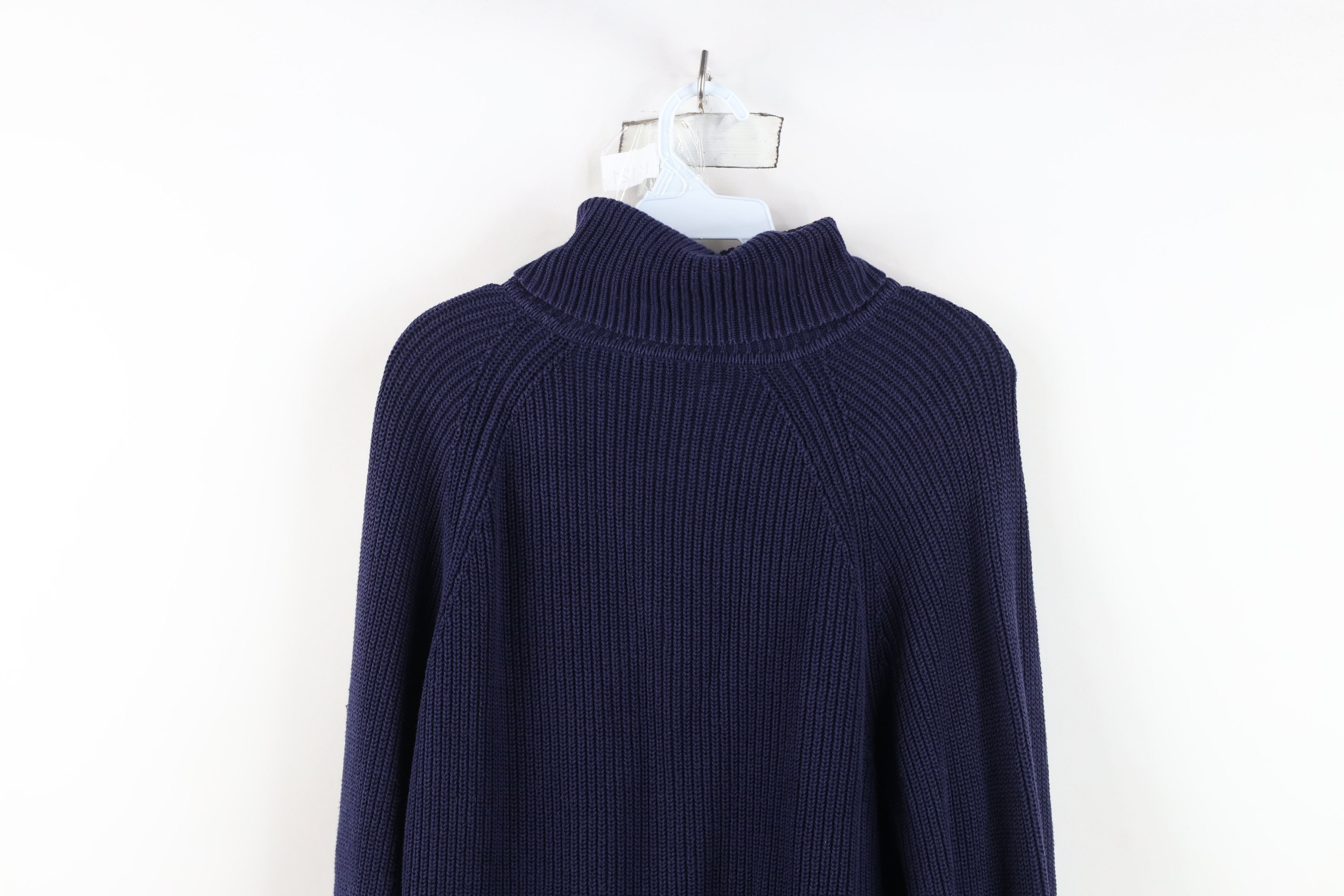 Ralph Lauren Vintage 90s Ralph Lauren Zip Ribbed Knit Sweater Blue Size XL / US 12-14 / IT 48-50 - 12 Thumbnail