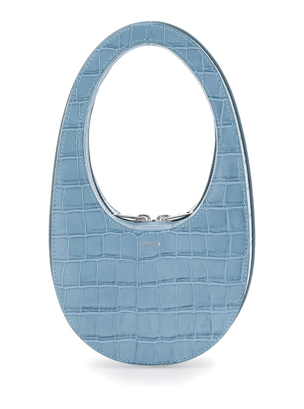 Coperni Swipe Mini Handbag with Logo Lettering on the Front and Crocodile-Embossed Effect in Blue Leather for Women Size ONE SIZE - 1 Thumbnail