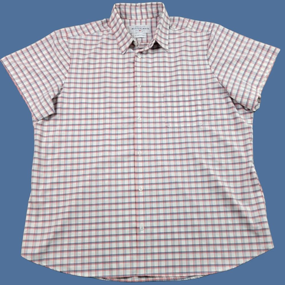 Mizzen+Main Mizzen+Main Shirt Mens 2XL Plaid Button-Down Short Sleeve, Button-Up, Multicolor, Classic, Designer, Casual, Travel, Fall Spring Summer, Regular Fit Size US XXL / EU 58 / 5 - 1 Thumbnail