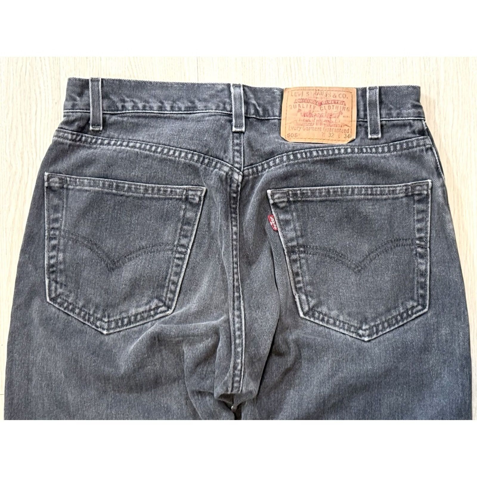 Levi's VINTAGE Levi’s 505 Denim Jeans Distressed Cropped Black 30x25 USA 90s Grunge Hip Hop Straight Size US 30 / EU 46 - 4 Thumbnail