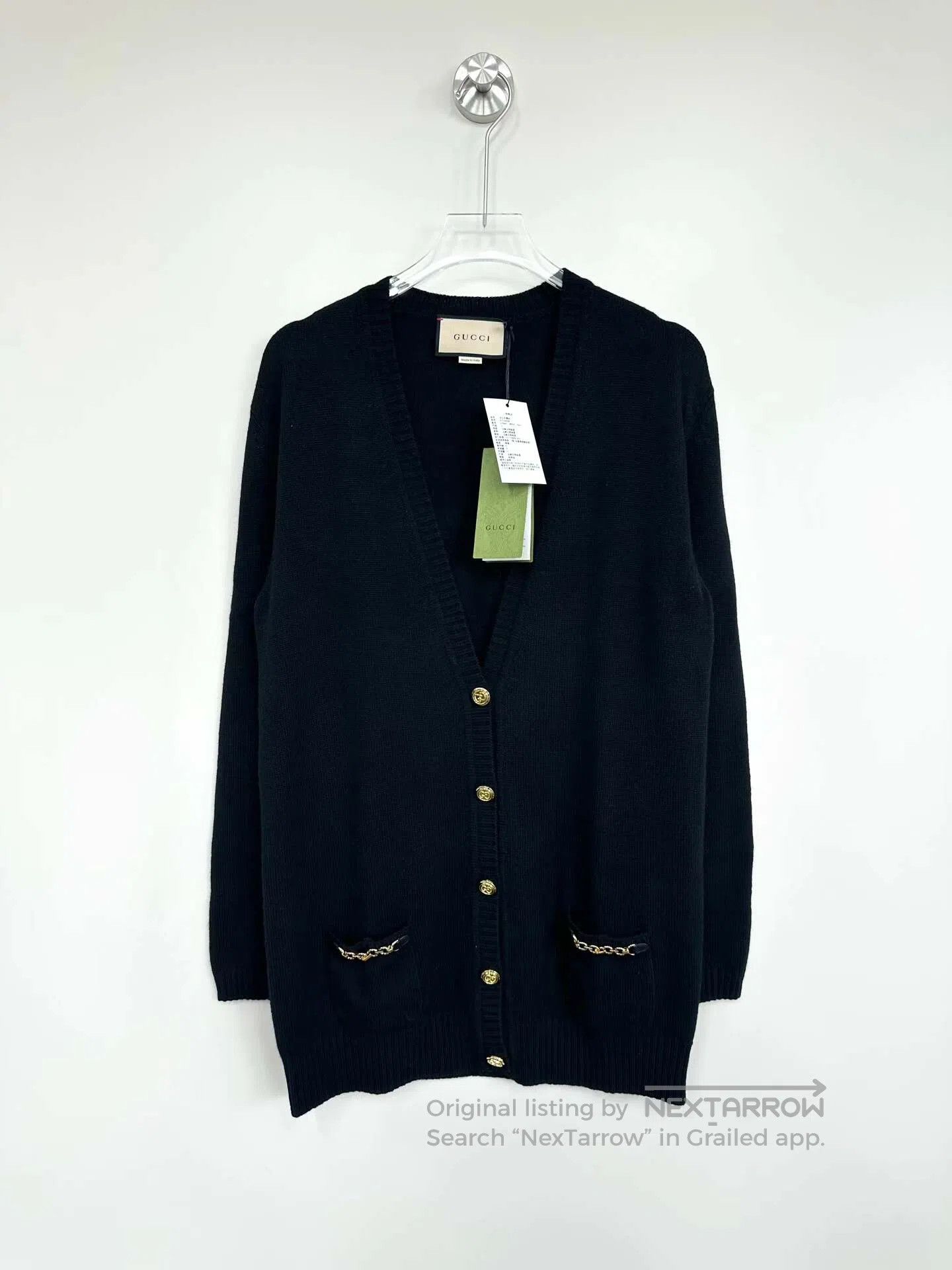 Gucci Guicci Black horsebit wool knitted cardigan| Size S / US 4 / IT 40 - 1 Thumbnail