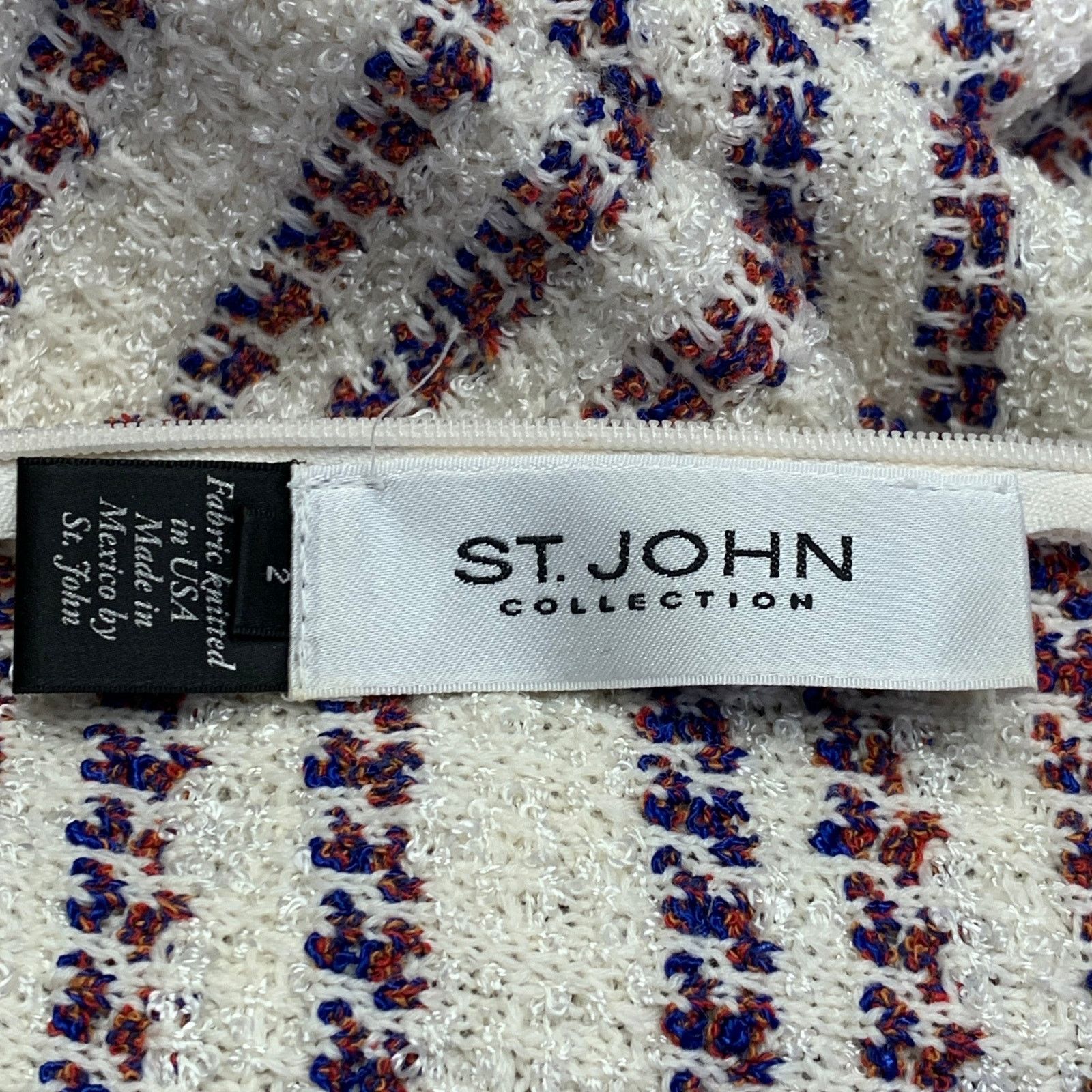 Other ST. JOHN Cream Red Blue Cotton Stripe Sheath Midi Dress Size XS / US 0-2 / IT 36-38 - 6 Thumbnail