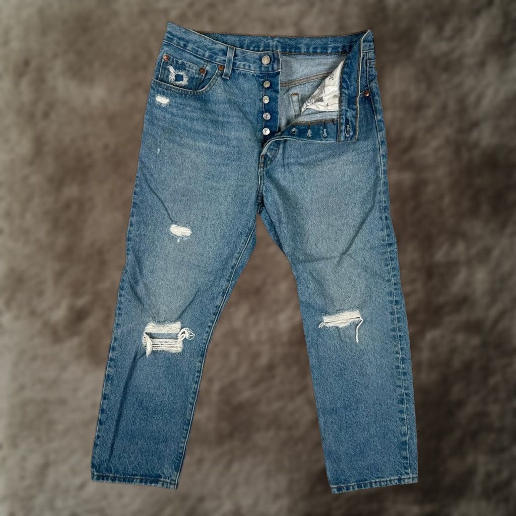 Levi's Levi's 501 Skinny Jeans Women's 31x26 Blue High Rise Distressed Denim Size 24" / US 00 / IT 34 - 1 Thumbnail