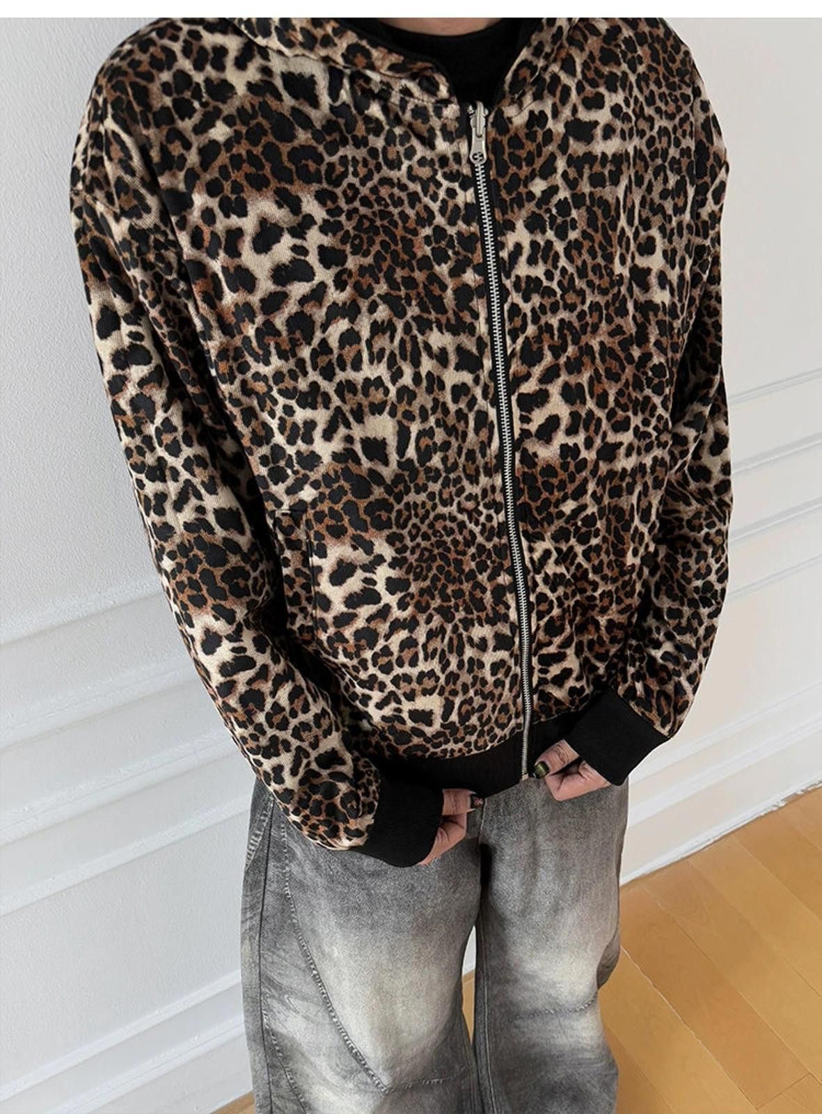 Other Leopard Print Lined Zip-Up Hoodie, Casual Sweatshirt Size US L / EU 52-54 / 3 - 2 Thumbnail