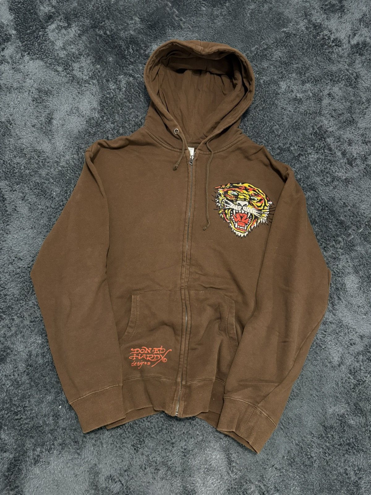 Ed Hardy Vintage Ed Hardy Y2K Big Logo Brown Hoodie Size US XL / EU 56 / 4 - 1 Thumbnail
