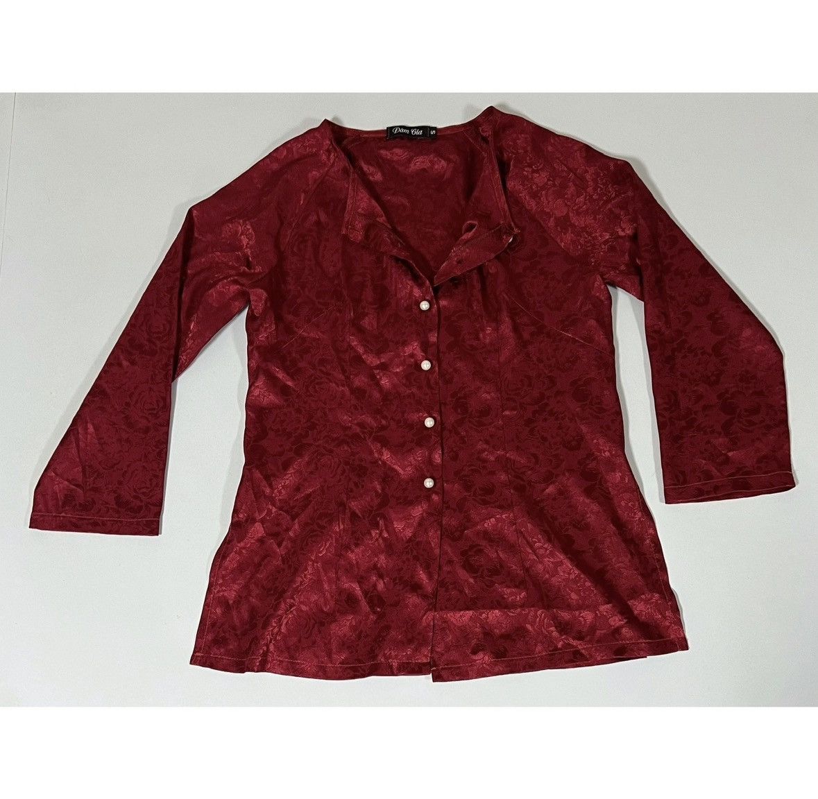 I.AM.GIA Red Victorian Floral Satin Cardigan Shirt Top Blouse Size S♥️ Size S / US 4 / IT 40 - 2 Thumbnail