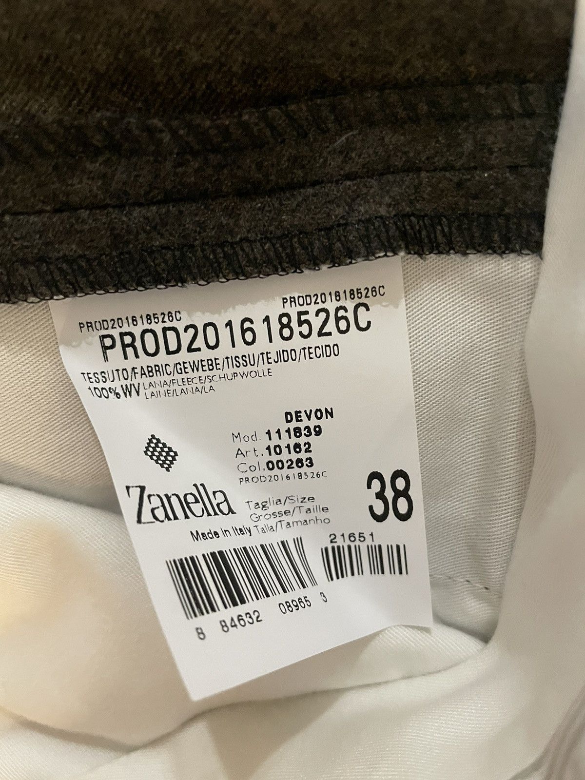 Zanella Flat Front Wool Flannel 'Devon' Trouser Size US 38 / EU 54 - 3 Thumbnail
