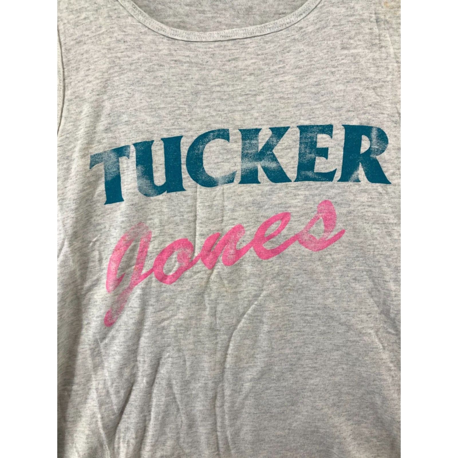 Fruit Of The Loom VINTAGE Tucker Jones Mes Tanktop XL Gray USA MADE Fruit of the Loom Graphic Print T-Shirt Men XL Gray USA Vintage Size US XL / EU 56 / 4 - 4 Thumbnail