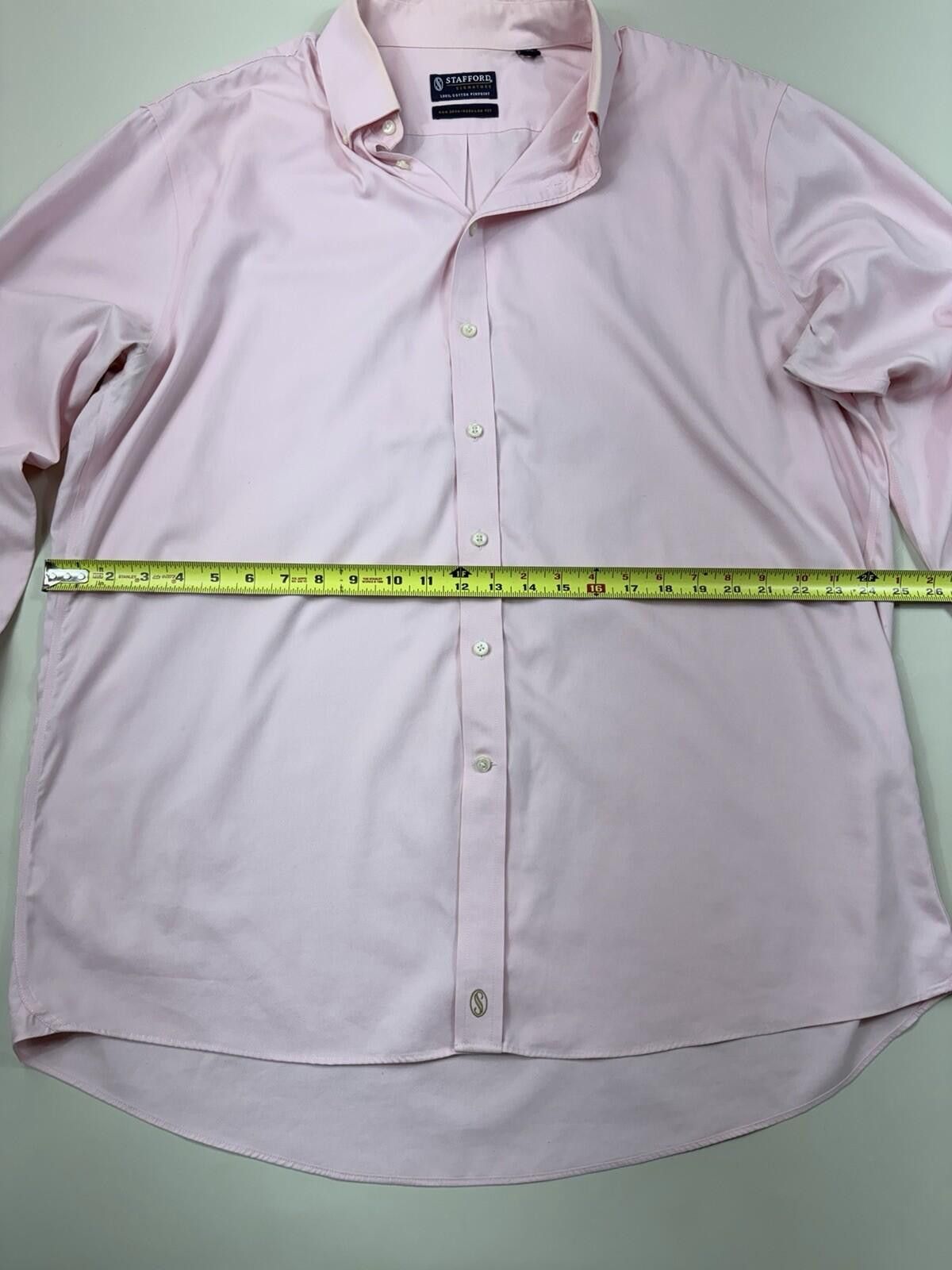 Stafford Stafford Men’s Pink Regular Dress Shirt Size 17 1/2 Size 38R - 8 Thumbnail