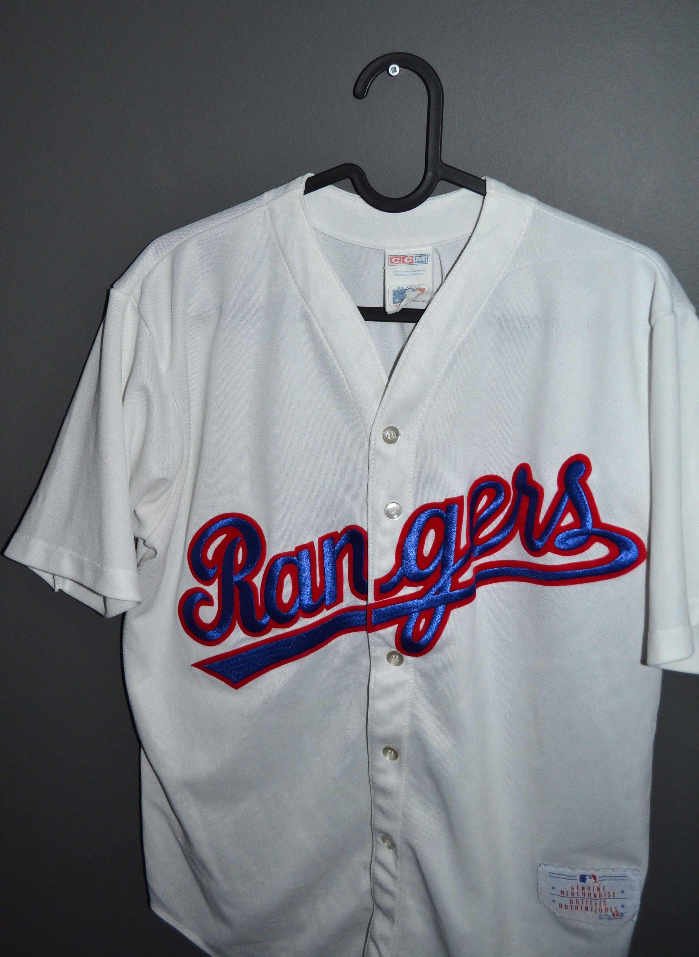 Texas Rangers Jersey Vintage Home White Jersey CCM M Canada