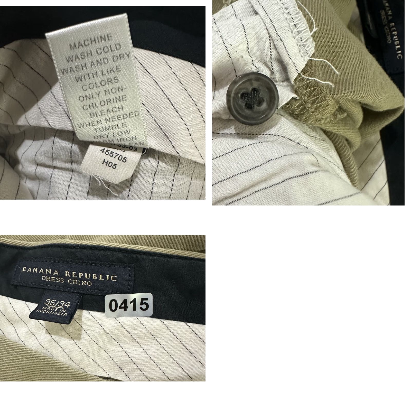 Banana Republic VINTAGE Banana Republic Chino Pants 34x33 Mens Regular Khaki Solid 90s Bohemian Retro Preppy Fall Spring Summer Winter Cotton Size US 34 / EU 50 - 9 Thumbnail