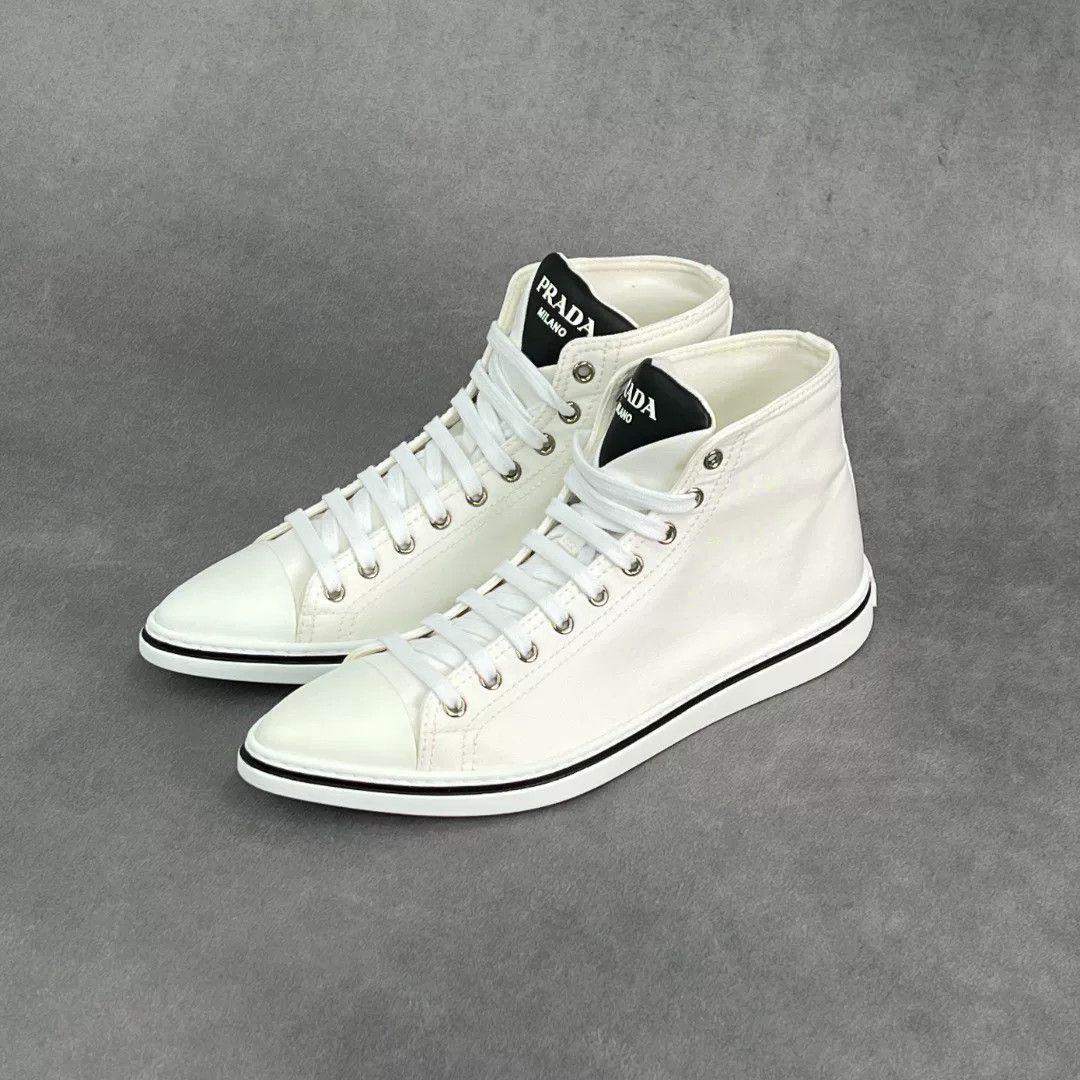 Prada Prada Retro White Hitop Sneakers 8 Men Size US 8 / EU 41 - 1 Thumbnail