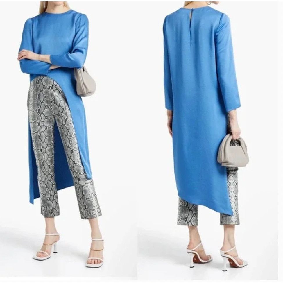image of Veronica Beard Rome Asymmetrical Midi Tunic Top French Blue, Women's (Size Medium)